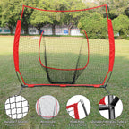 Hikeen Baseball Softball Net,7 '  7 'Baseball Practice Net With Baseball Tee For Hitting And Pitching Portable Backstop With Car