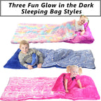 Glow-In-The-Dark Unicorn Sleeping Bag For Girls - Plush, Luminescent Pink Nap Mat, 66 X 30In
