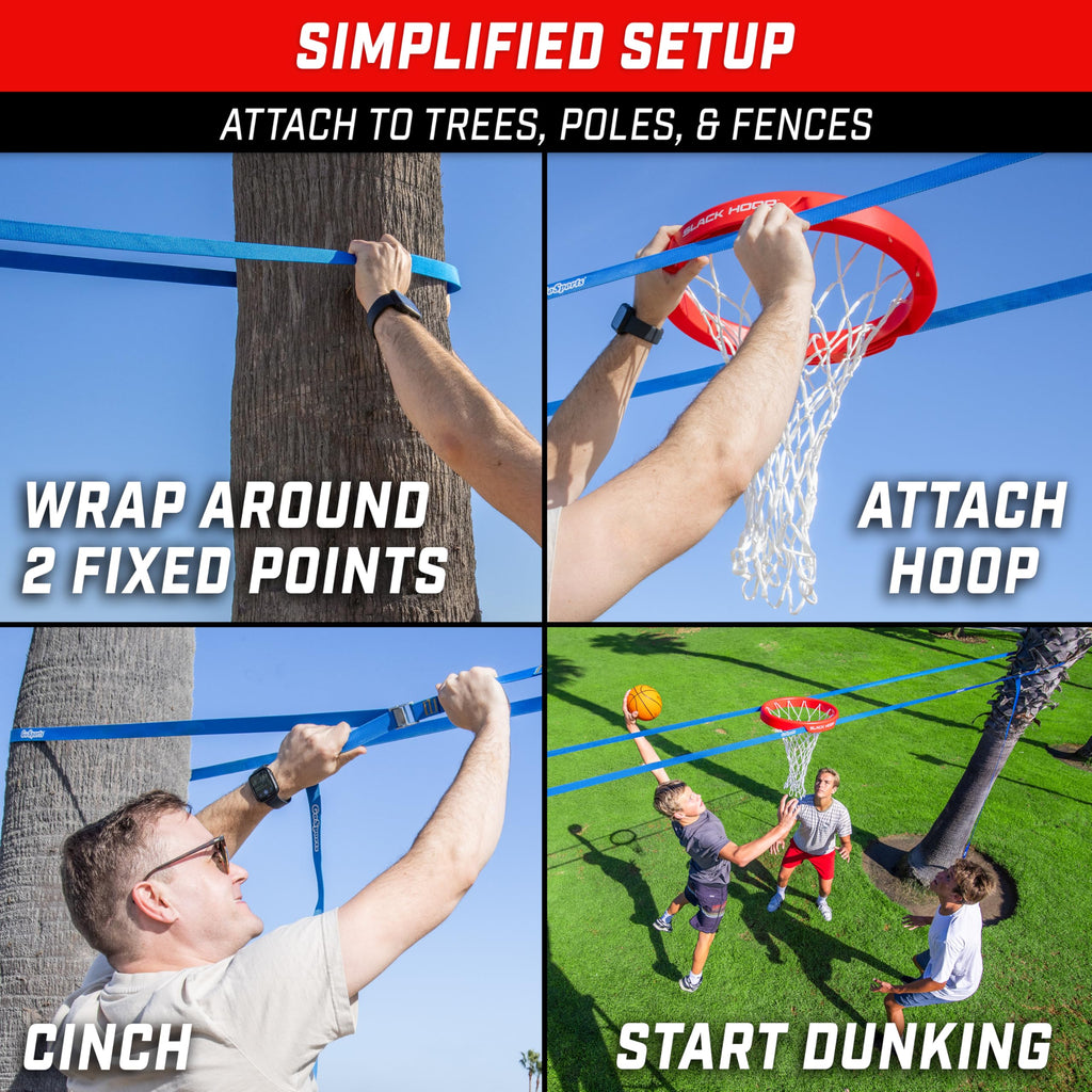 GoSports Slack Hoop Portable Basketball Game for Kids & Teens - Adjustable Height Outdoor Lawn, Beach, & Yard Game - Basketball