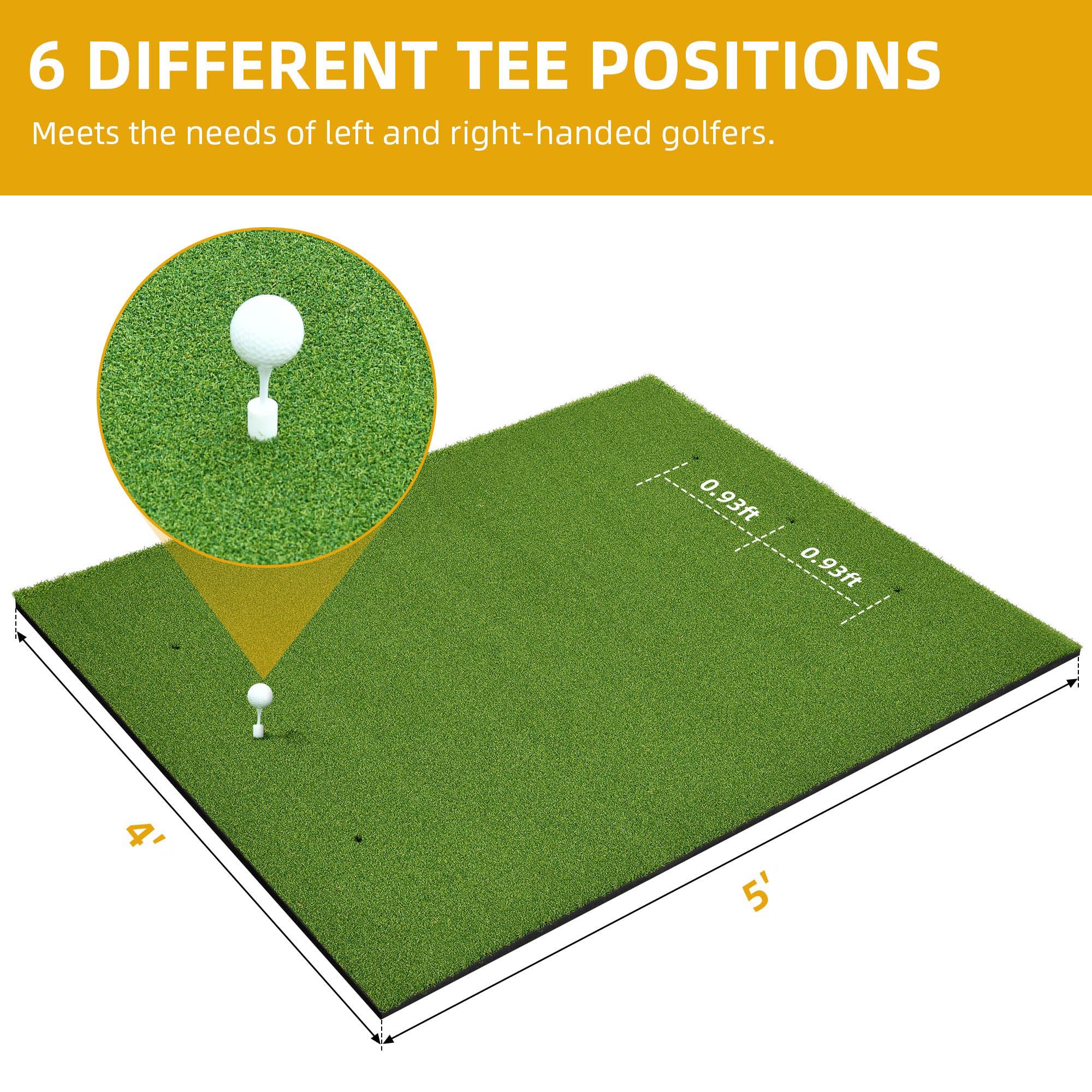Shopsource 5  4ft Golf Hitting Mat, Anti-Slip Bottom Golf Mat for Indoor Outdoor, Artificial Turf Practice Mats with 9 PU Golf B