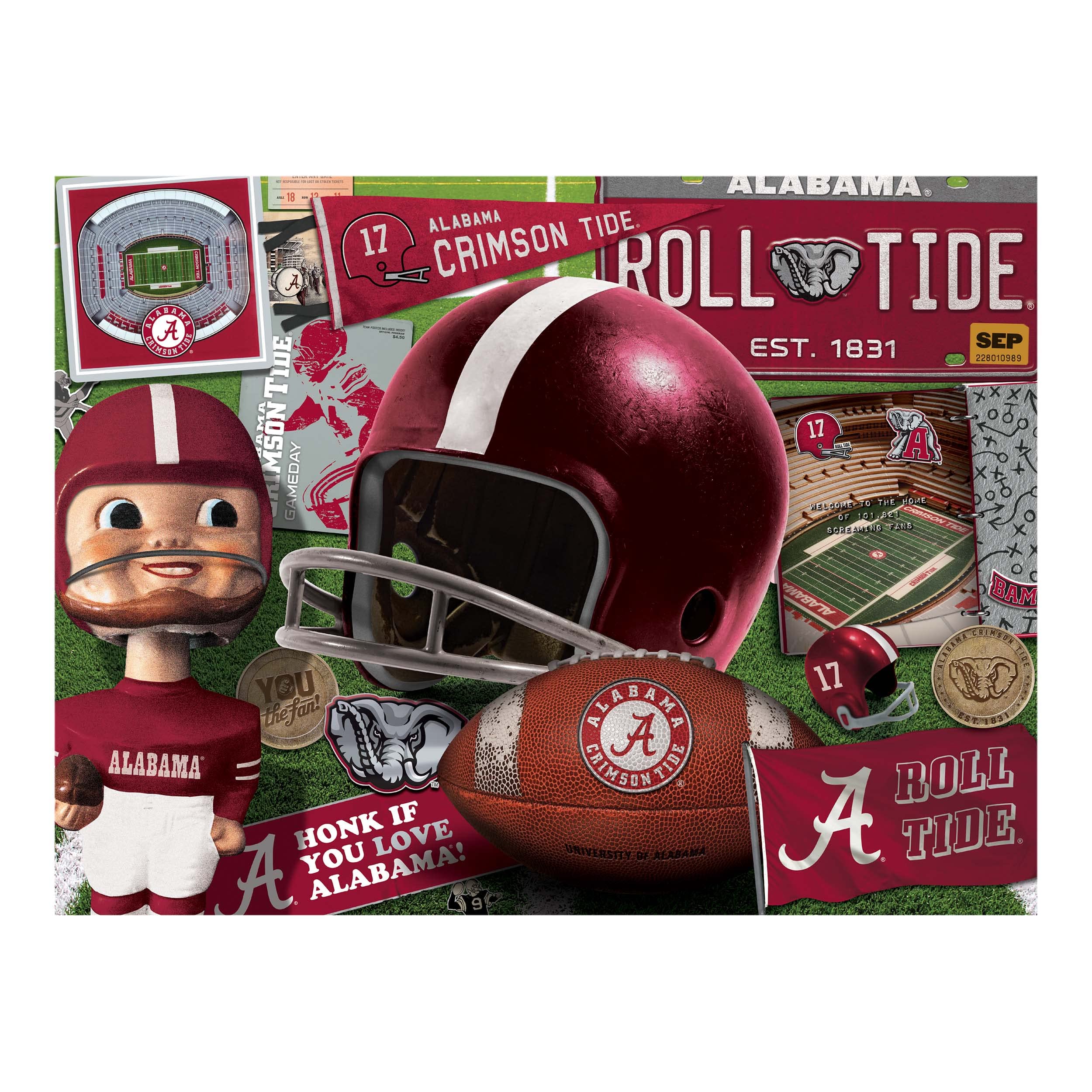 Youthefan Ncaa Alabama Crimson Tide Retro Series Puzzle - 500 Pieces, Team Colors, Large