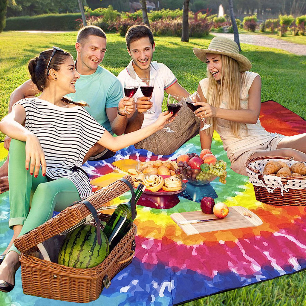 Supfitness Extra Large Picnic Blankets Waterproof Foldable (80 X 80) Beach Blanket Waterproof Sandproof,3-Layer Thicking Mat Out