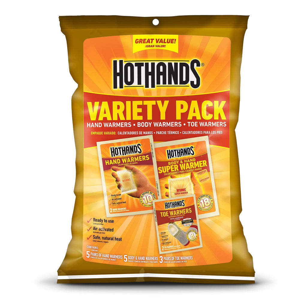 Hothands Toe, Hand, & Body Warmer Variety Pack - Long Lasting Safe Natural Odorless Air Activated Warmers,Beige