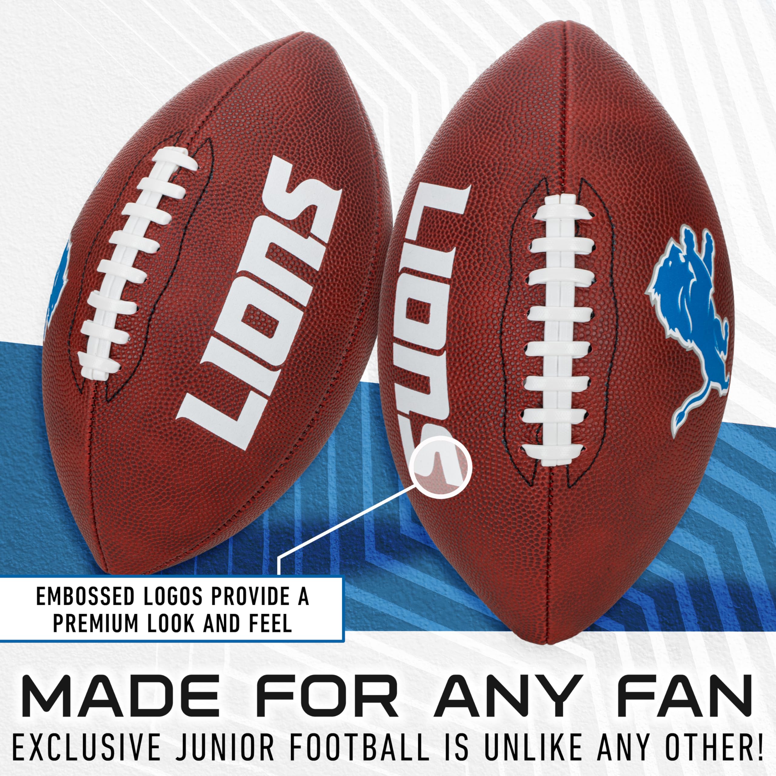 Franklin Sports Nfl Detroit Lions Football - Youth Junior Size Football For Kids - Official Nfl Team Logo + Colors Youth Ball -