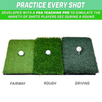 Gosports Tri-Turf Xl Golf Practice Hitting Mat - Huge 24 Inch X 24 Inch For Optimal Practice