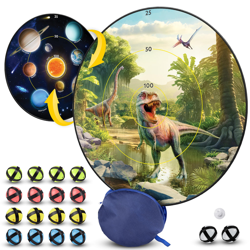 National Geographic Dart Board For Kids - Dart Ball Game Set With Lightweight 28'' Reversible Dartboard And Sticky Balls In 4 Co