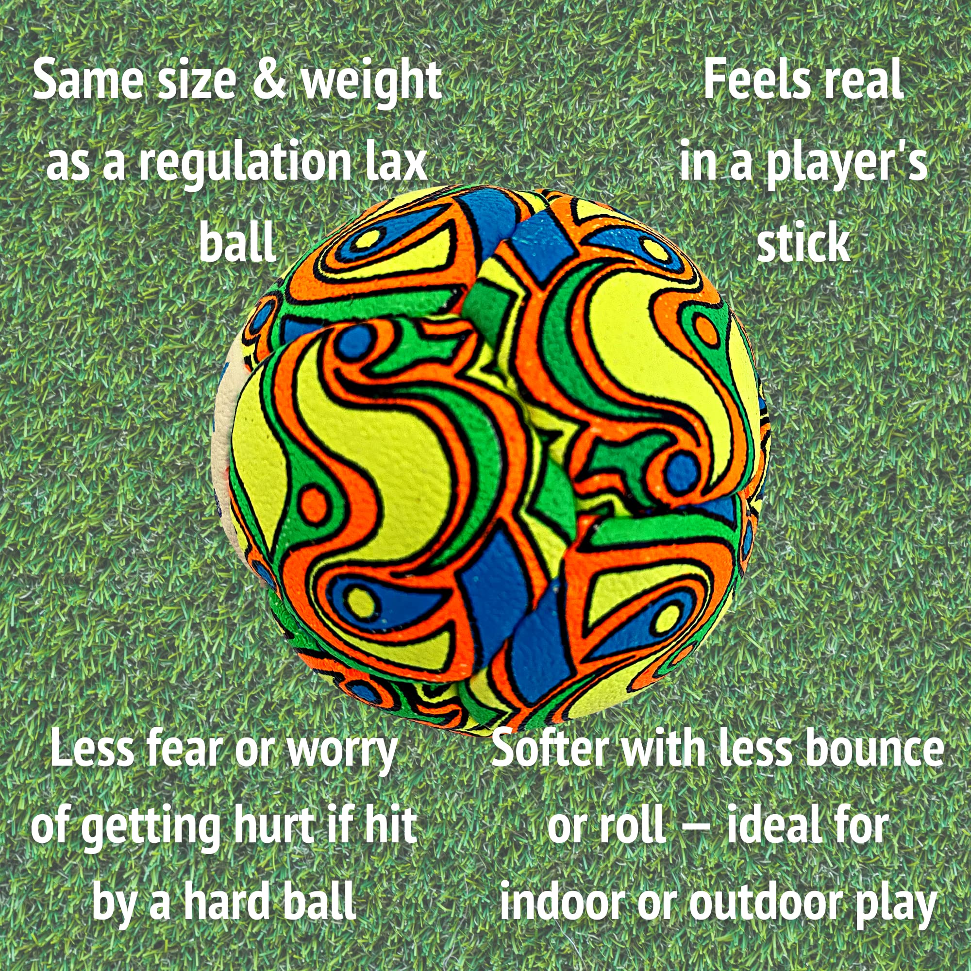 Swax Lax Lacrosse Training Ball - Indoor Outdoor Practice Less Bounce & Rebounds (1 Graffiti)