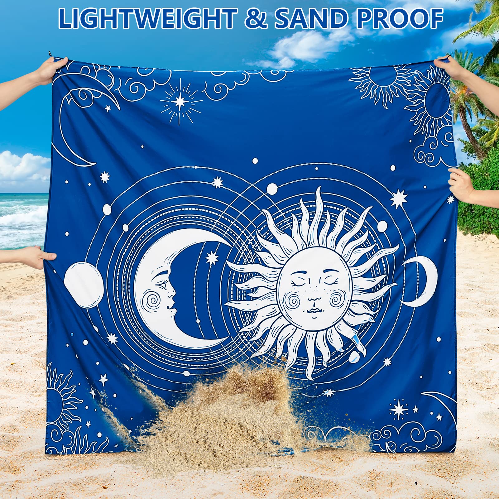 Wiwigo Beach Blanket Waterproof Sandproof Beach Mat 79 X 83/10'X9'For 2-8 Adults Quick Drying Outdoor Picnic Mat Beach Accessori