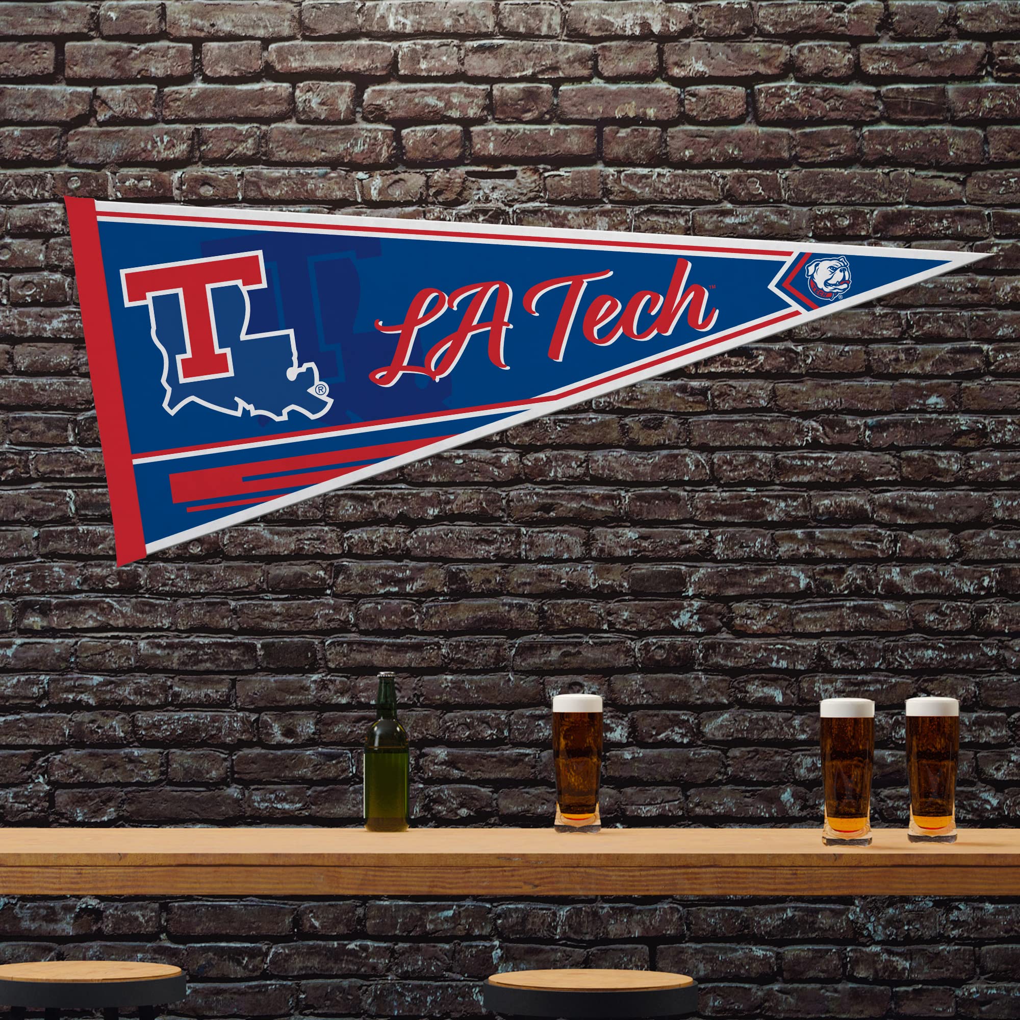 Rico Industries Ncaa Louisiana Tech Bulldogs Classic 12'' X 30'' Felt Wall D  Cor Pennant - Great For Home/Bed Room/Man Cave D