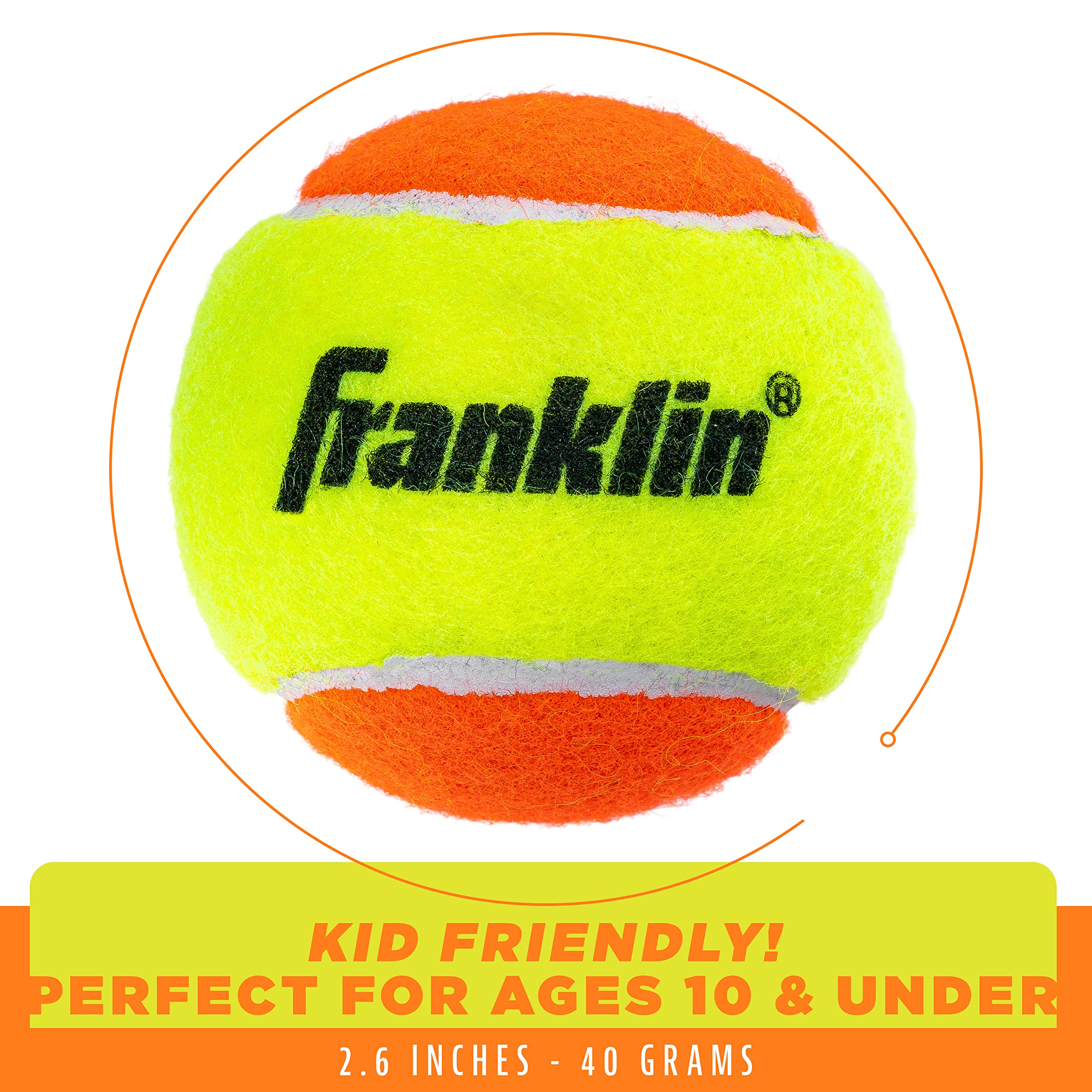 Franklin Sports Starter + Beginner Pressureless Tennis Balls - Great For Training + Practice - Low Bounce Tennis Balls For All C