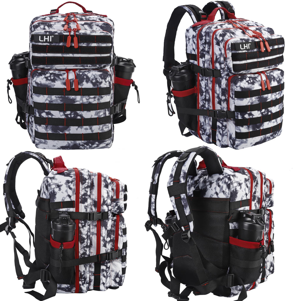 LHI Military Tactical Backpack for Men and Women 45L Army 3 Days Assault Pack Bag Large Rucksack with Molle System Black and whi