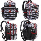 LHI Military Tactical Backpack for Men and Women 45L Army 3 Days Assault Pack Bag Large Rucksack with Molle System Black and whi