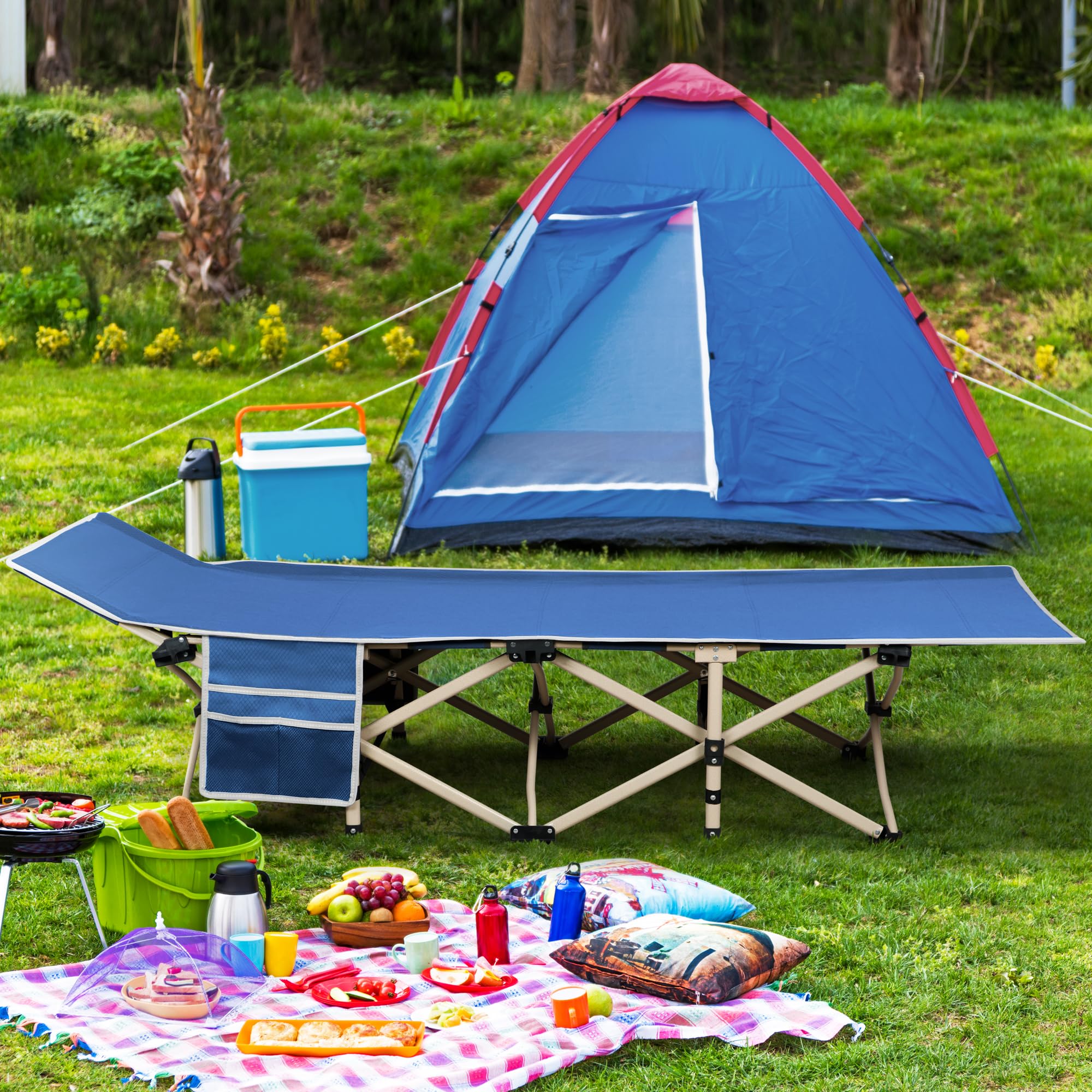 Yaheetech Folding Camping Cot, Portable Military Canvas Sleeping Bed, Outdoor Comfortable Lightweight Bed W/Carry Bag For Hiking