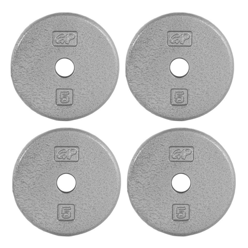 CAP Barbell Cast Iron Standard 1-Inch Weight Plate Set - Barbell Weights for Home Gym, Strength Training, and Weightlifting, 5 l