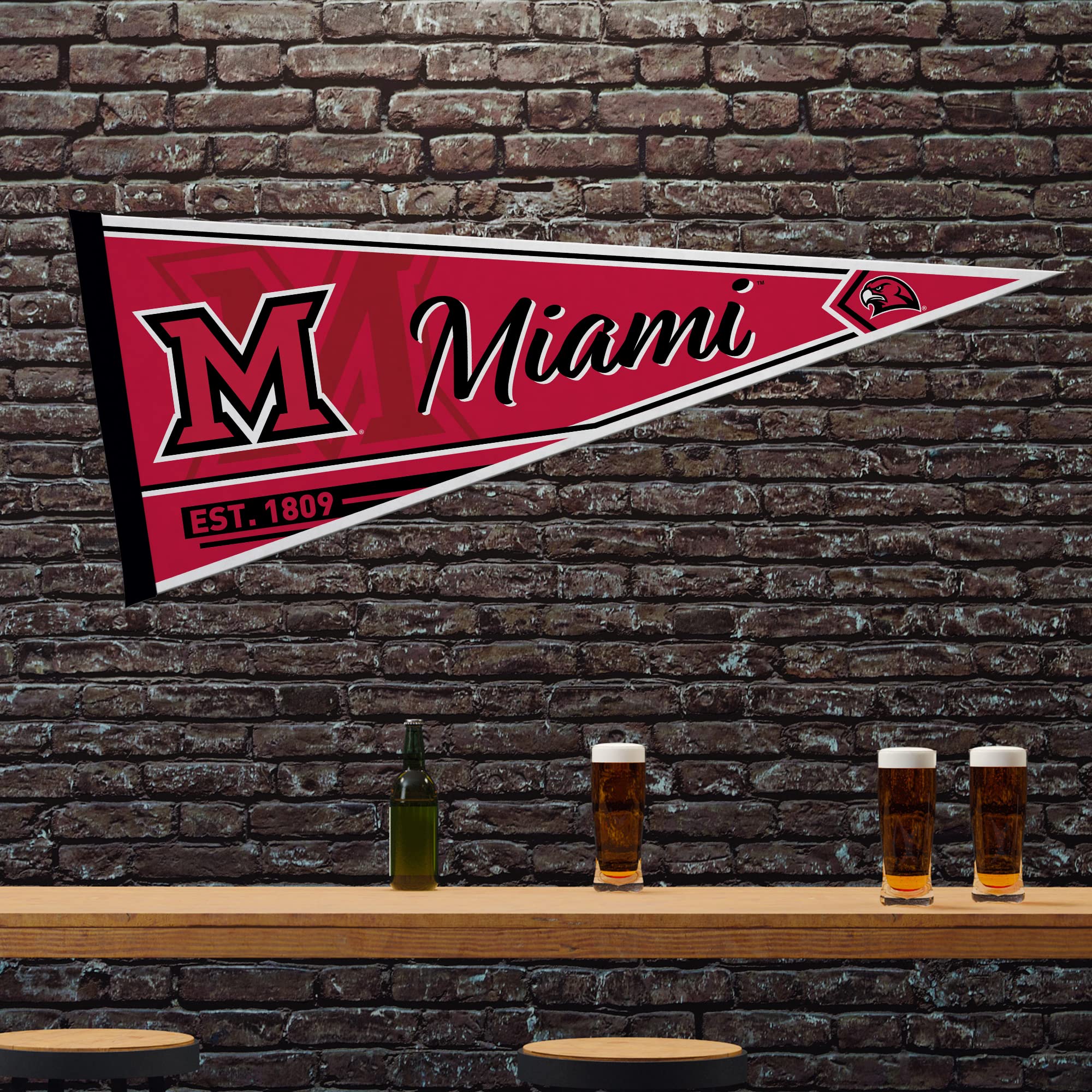 Rico Industries Ncaa Miami Of Ohio Redhawks Classic 12'' X 30'' Felt Wall D  Cor Pennant - Great For Home/Bed Room/Man Cave D  C