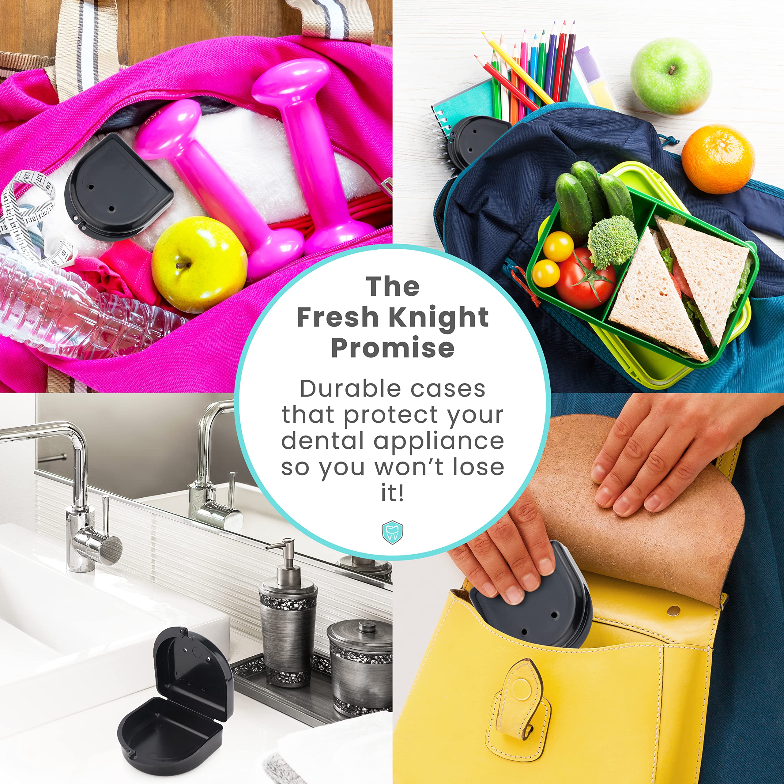 Fresh Knight Retainer Case (2 Pack). Retainer Case With Vent Holes. Perfect Denture Case, Mouth Guard Case, Aligner Case, Mouth