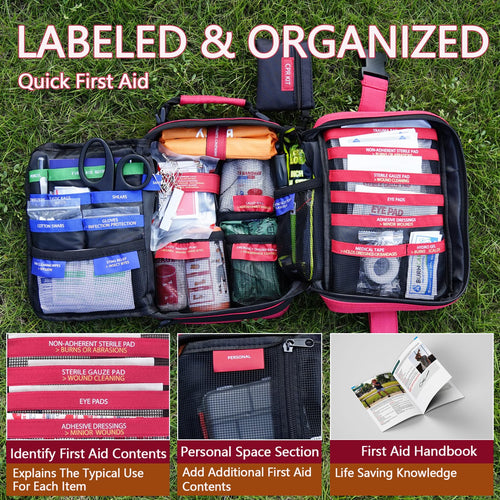 ?2023 Upgrade? Advanced First Aid Kit, Comprehensive Trauma First Aid Kits With Labelled Compartments For Cars, Home, Office, Ba