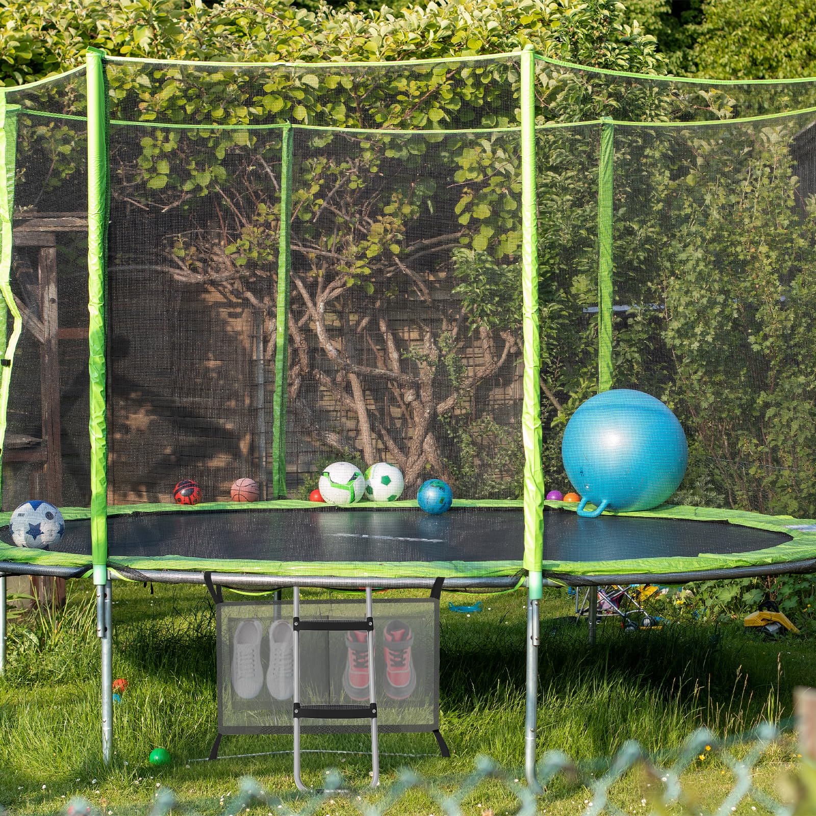 Gardenature Trampoline Ladder 2 Steps Wide Step Climbing Ladder Silver Trampoline Replacement Accessories Parts For Kids Childre