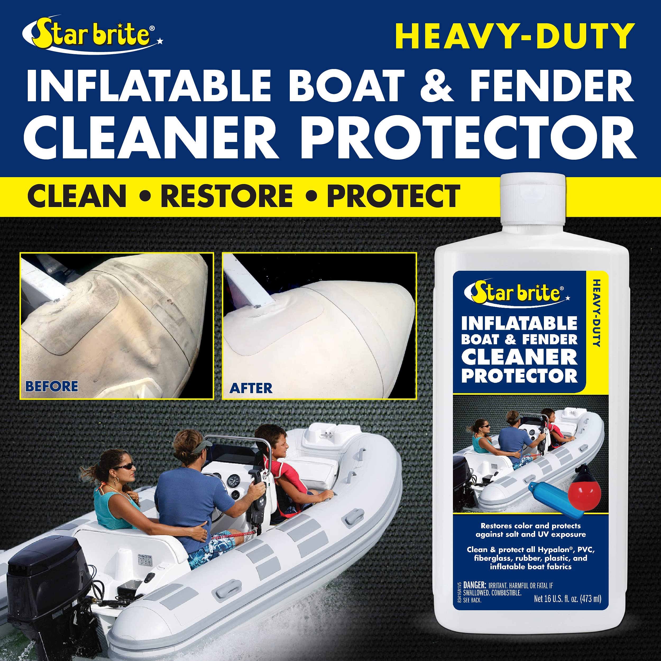 Star Brite Heavy-Duty Inflatable Boat & Fender Cleaner & Protector - Revitalize And Protect Pvc, Hypalon, Neoprene, Rubber, Plas