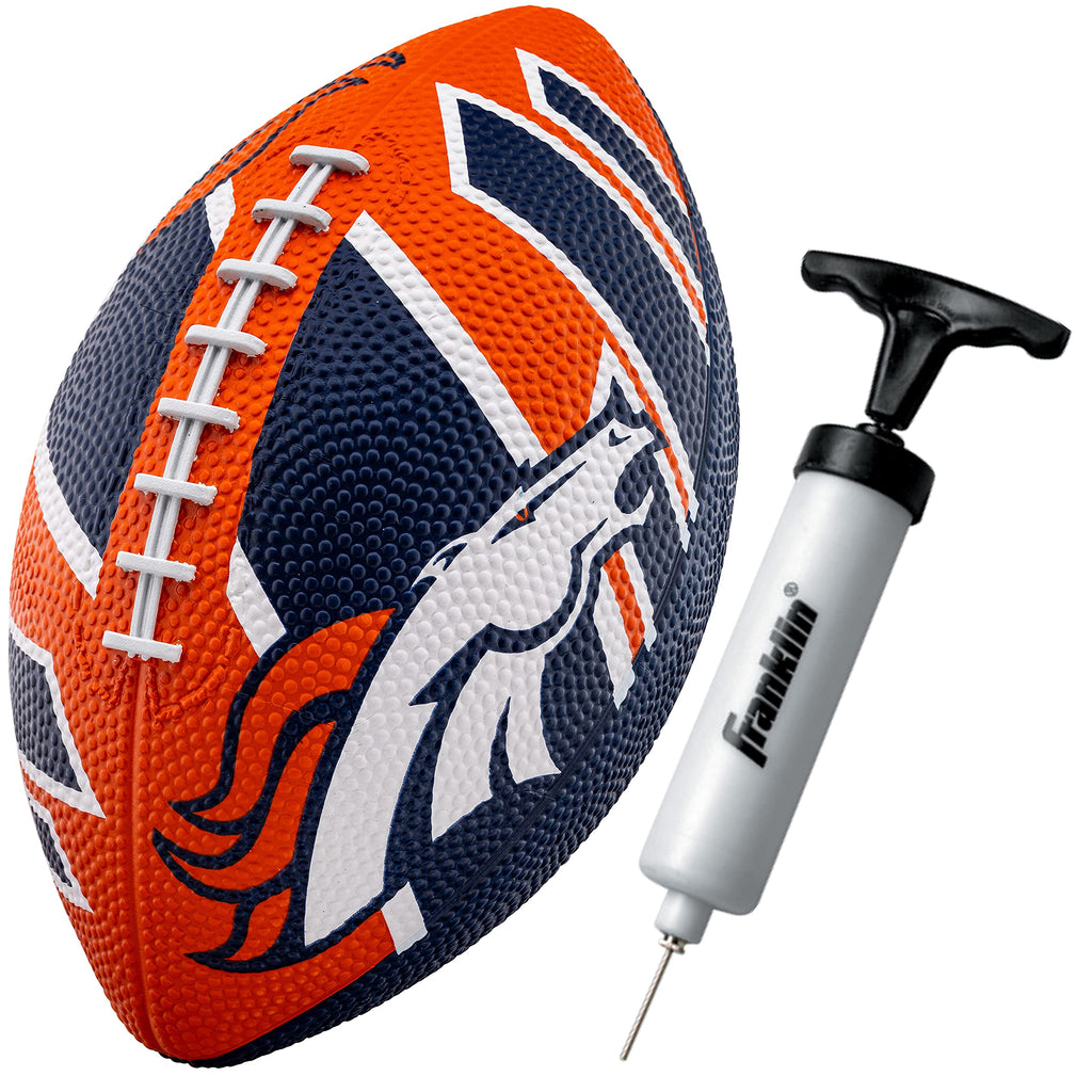 Franklin Sports Nfl Denver Broncos Football - Youth Football - Mini 8.5'' Rubber Football - Perfect For Kids - Team Logos And Co