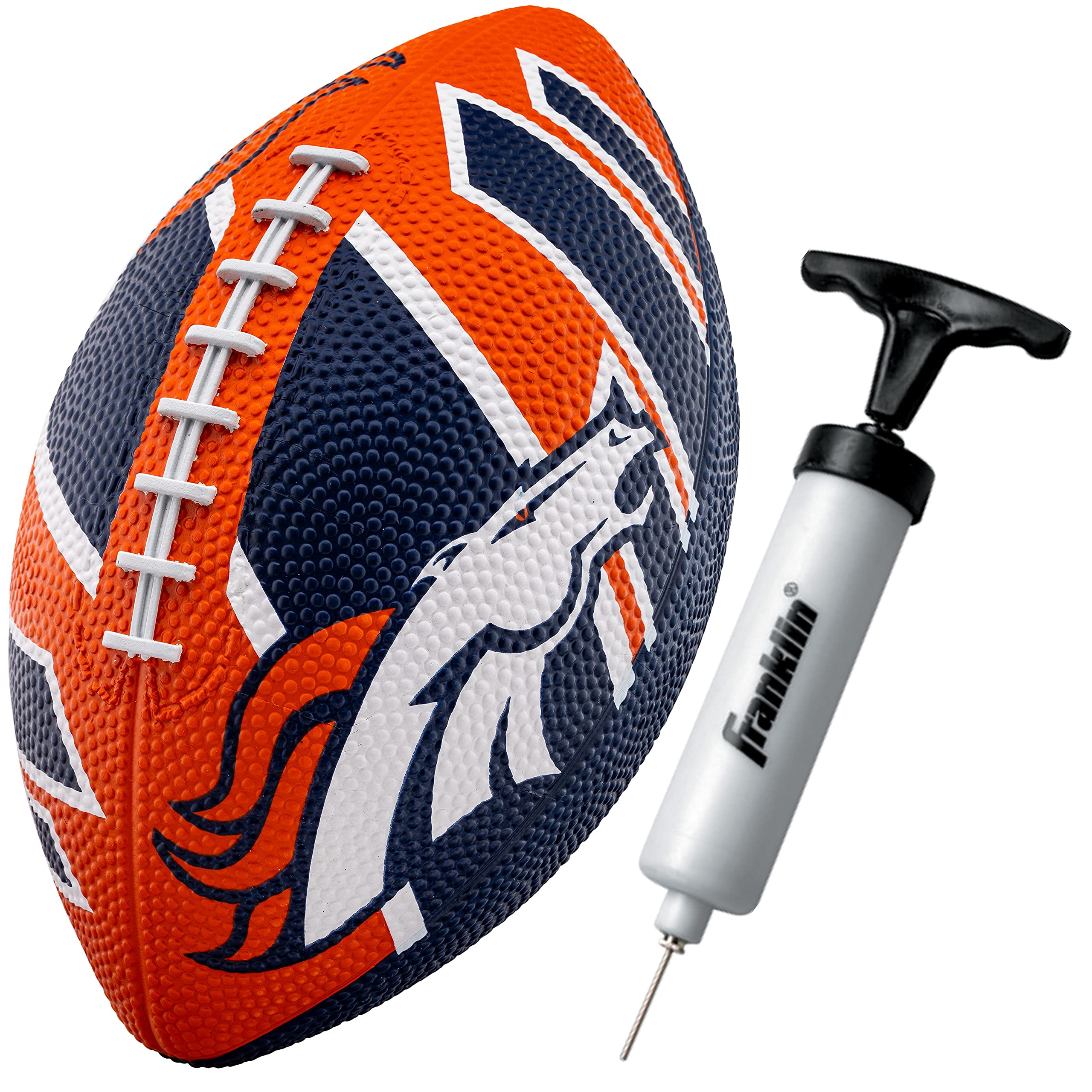 Franklin Sports Nfl Denver Broncos Football - Youth Football - Mini 8.5'' Rubber Football - Perfect For Kids - Team Logos And Co