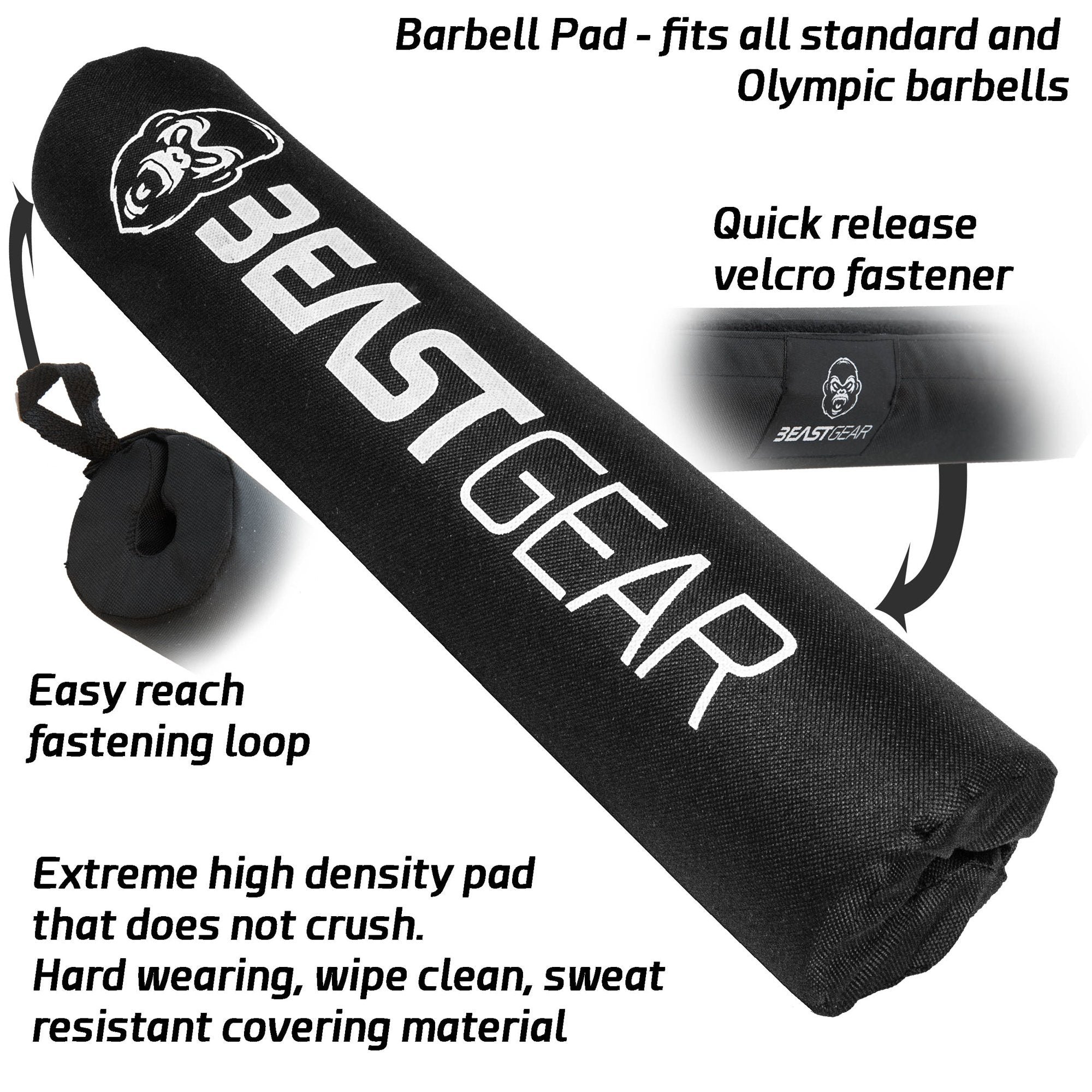 Beast Gear Barbell Pad For Hip Thrust Machine - Heavy Duty, Weightlifting Hip And Squat Bar Pad Wsecure Hook & Loop Fastener - C
