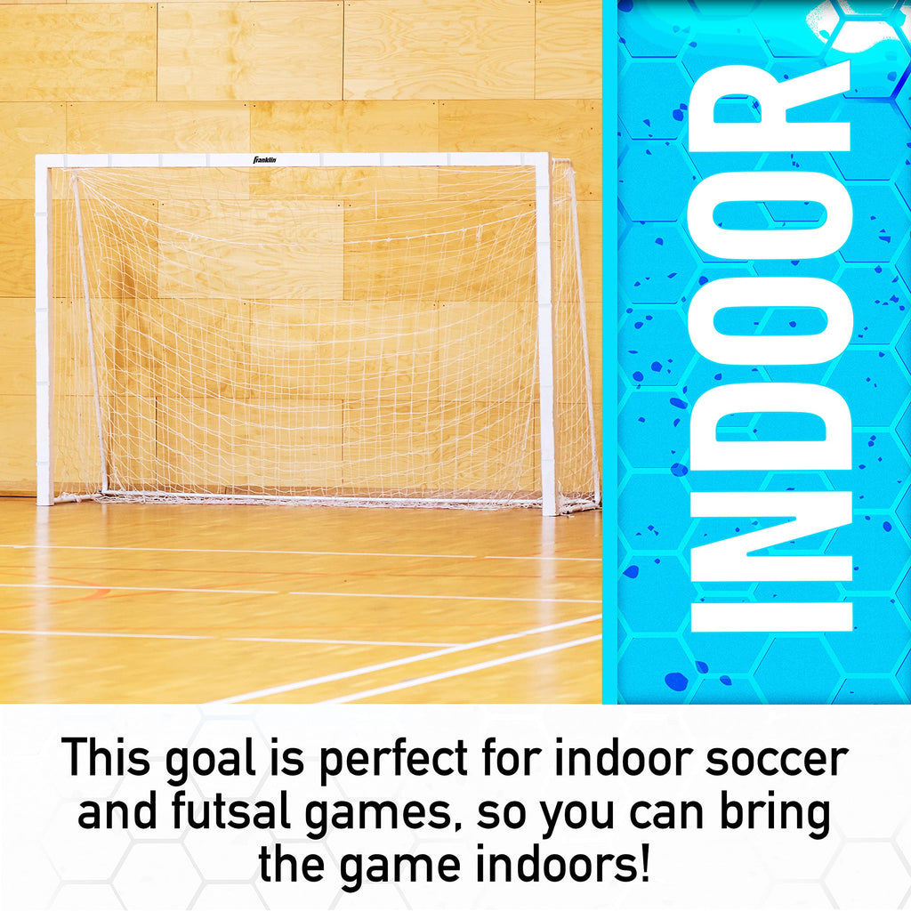 Franklin Sports Futsal Goal - Aluminum Official Size Goal - Indoor Soccer Net - Folding, Portable Futsal + Soccer Net - 9' 10''