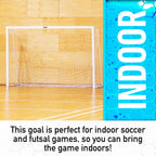 Franklin Sports Futsal Goal - Aluminum Official Size Goal - Indoor Soccer Net - Folding, Portable Futsal + Soccer Net - 9' 10''