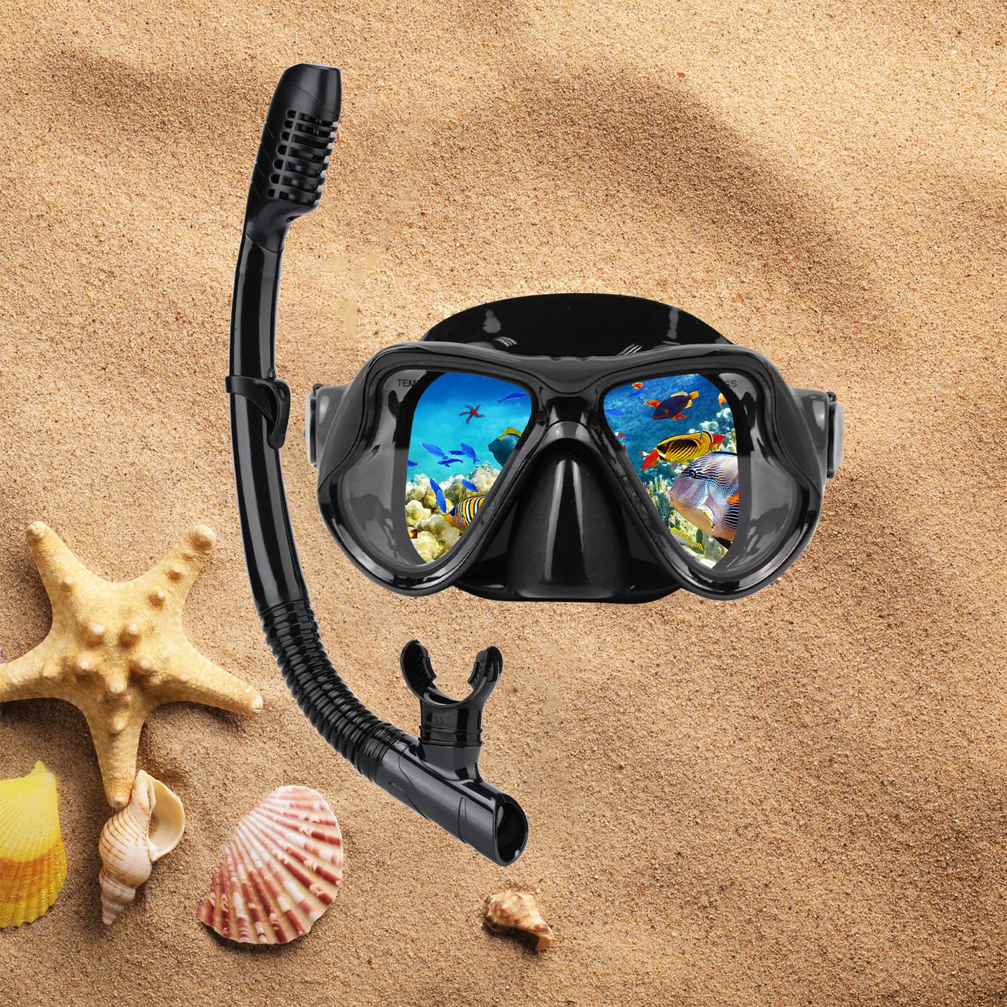 Snorkeling Gear For Adults Snorkel Mask Set Scuba Diving Mask Dry Snorkel Swimming Glasses Swim Dive Mask Nose Cover Youth Free