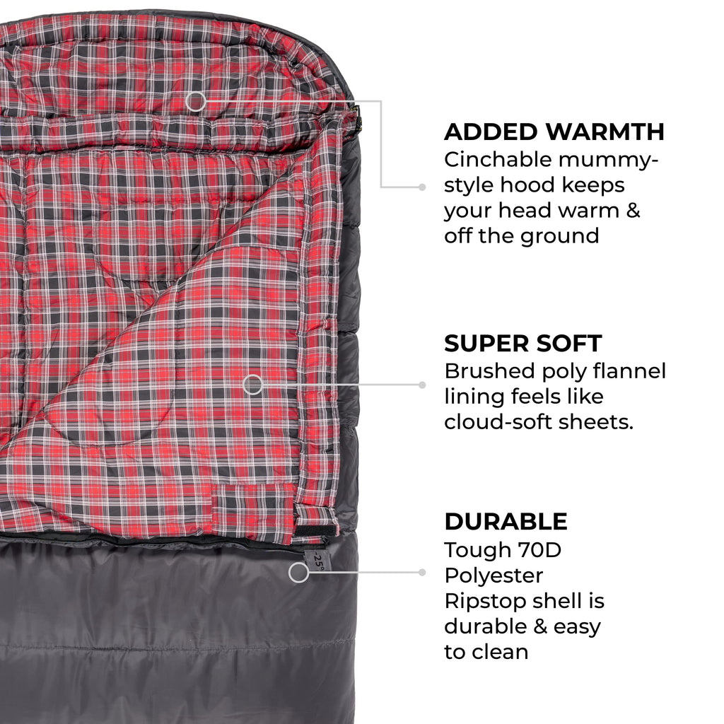 Teton Sports Celsius Xl -25F Sleeping Bag; Cold Weather Sleeping Bag; Great For Family Camping; Free Compression Sack, Grey