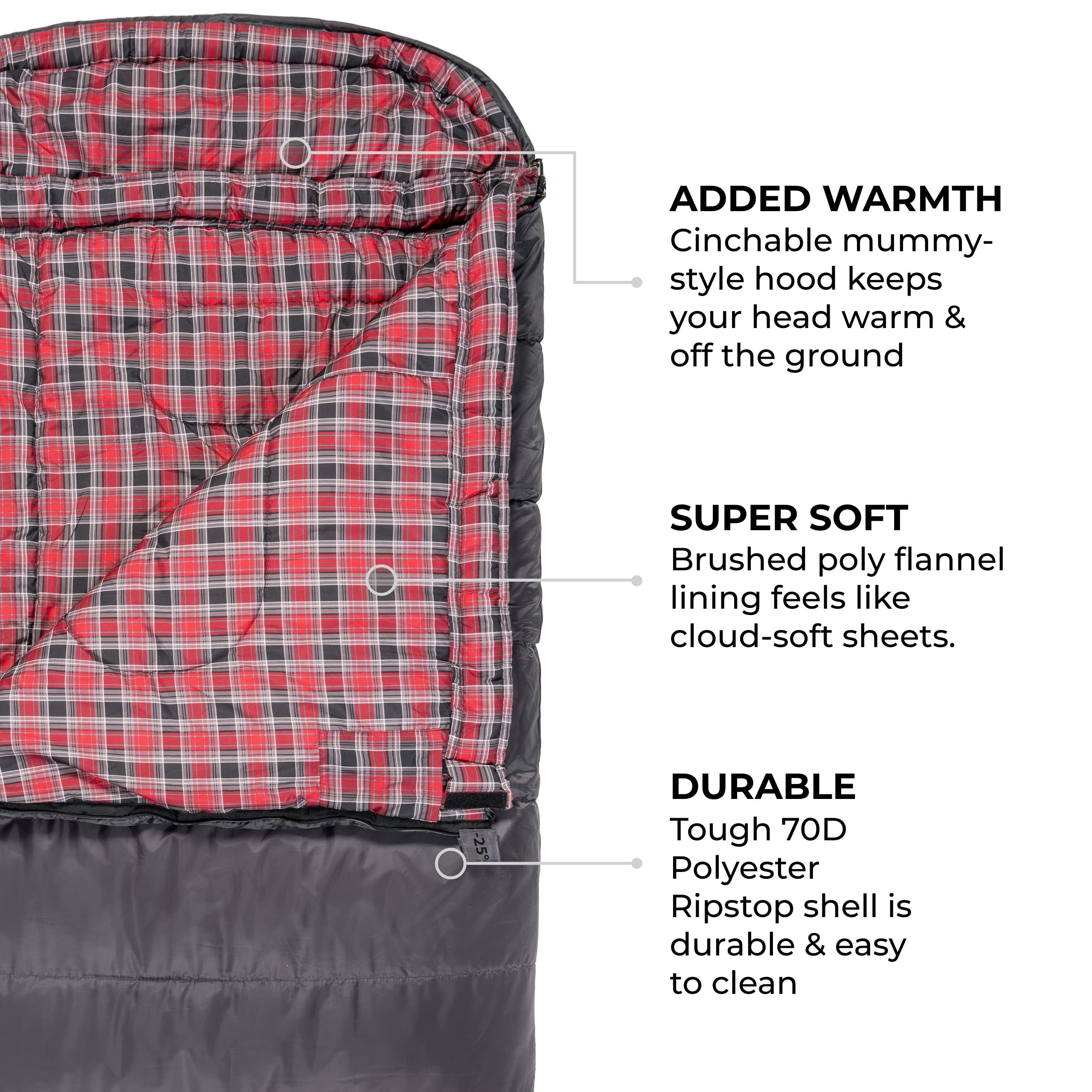 Teton Sports Celsius Xl -25F Sleeping Bag; Cold Weather Sleeping Bag; Great For Family Camping; Free Compression Sack, Grey