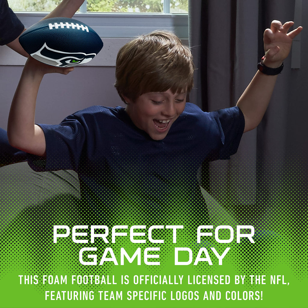Franklin Sports Nfl Seattle Seahawks Football - Kids Foam Football - Soft Football - Mini Size - Perfect For Gameday - 8.5'' 3D