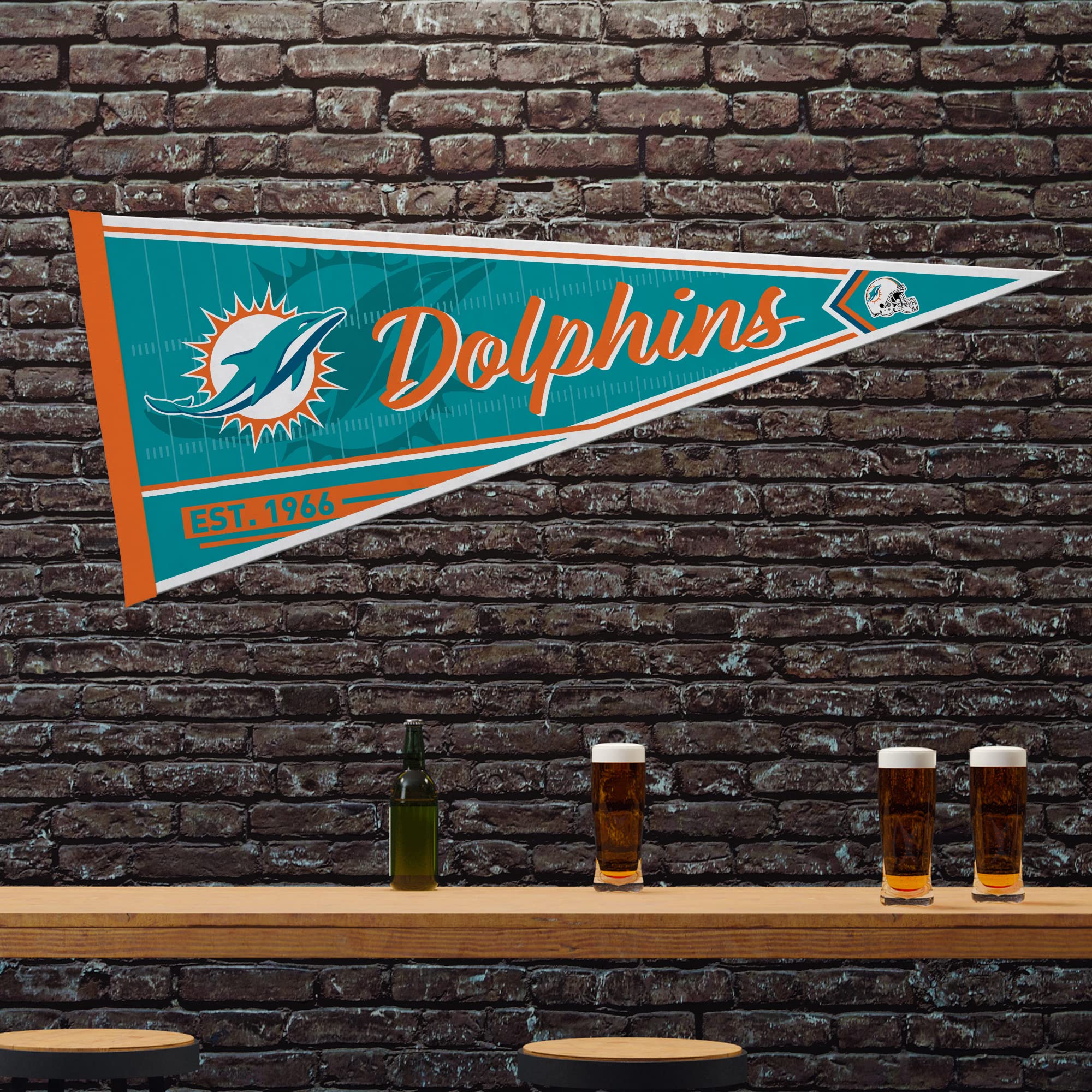 Rico Industries Nfl Football Miami Dolphins Classic 12'' X 30'' Felt Wall D  Cor Pennant - Great For Home/Bed Room/Man Cave D  C