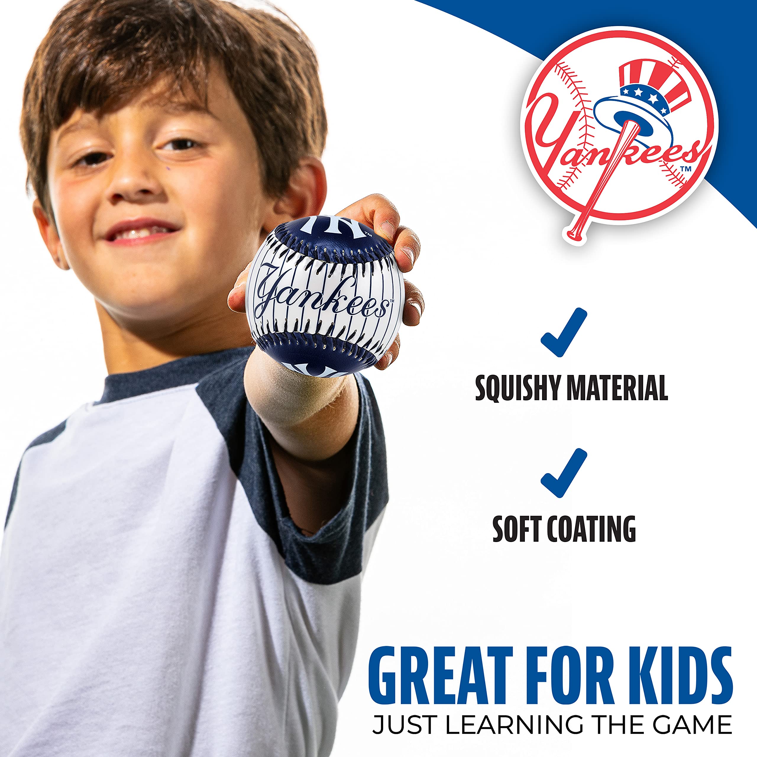 Franklin Sports New York Yankees Mlb Team Baseball - Mlb Team Logo Soft Baseballs - Toy Baseball For Kids - Great Decoration For