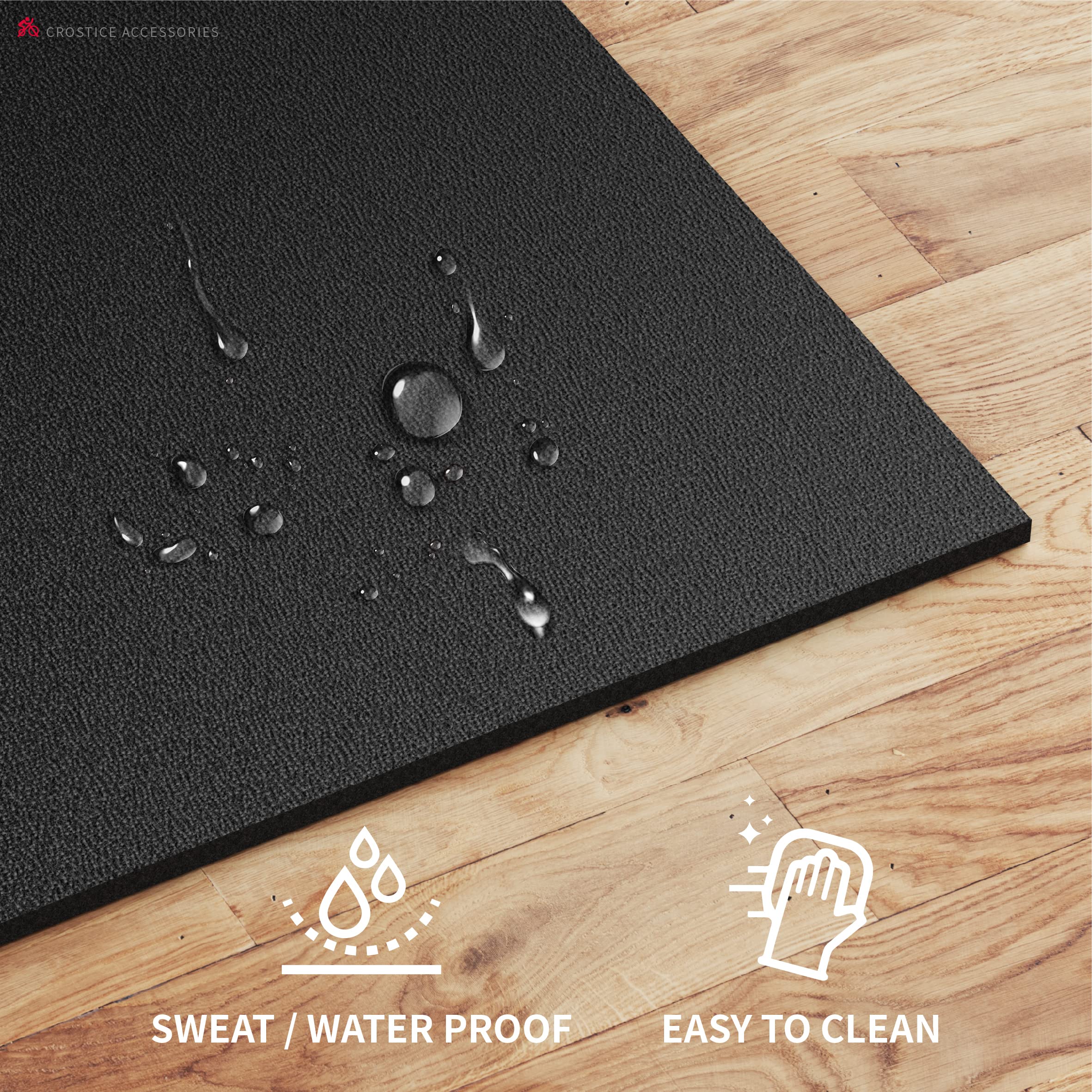 Crostice Double Mat Compatible With Peloton Bike, Row & Concept 2 Rowing Machine, Thickness 6Mm, Bike Trainer Accessories, 11.8X