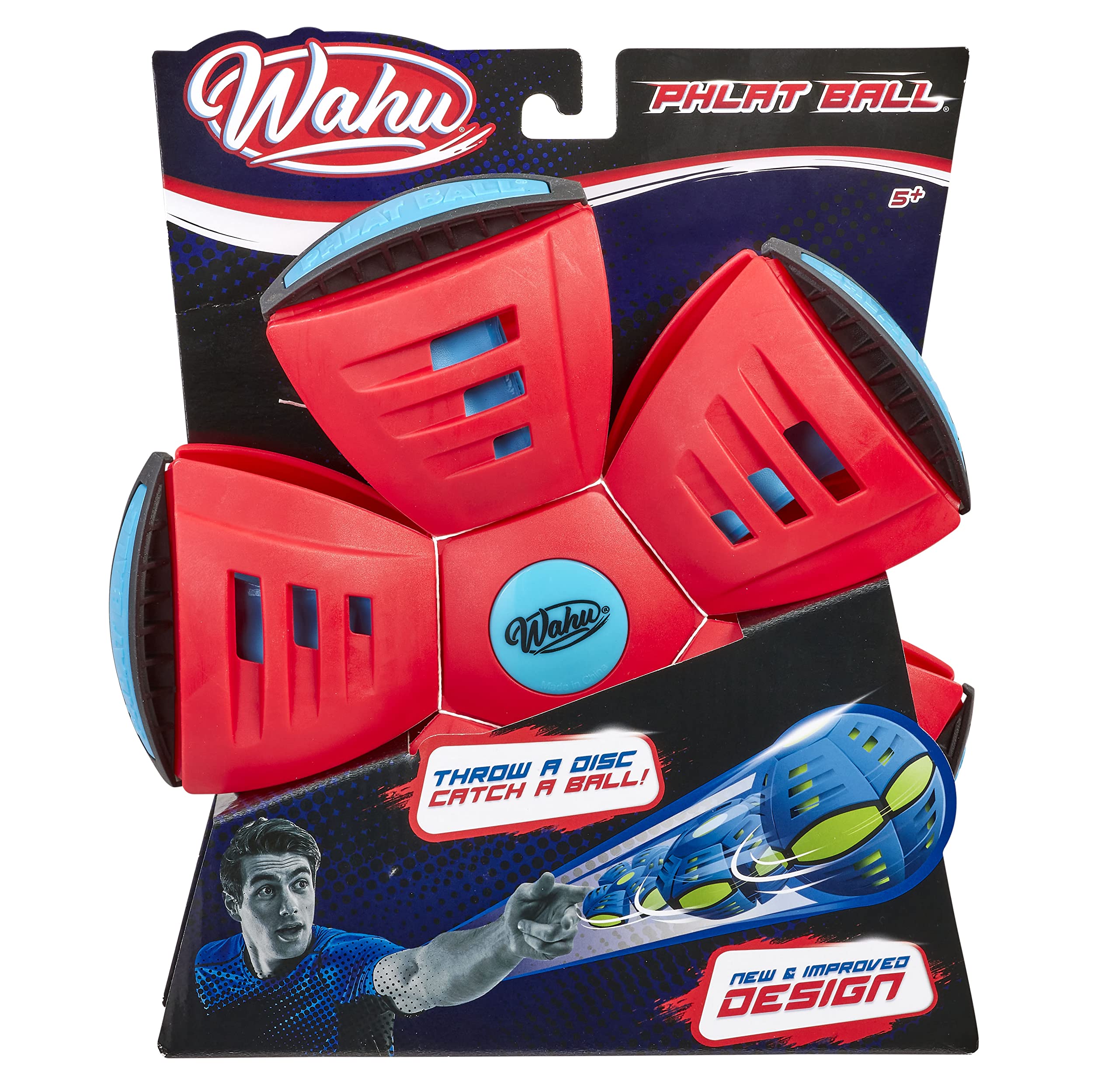 WAHU Phlat Ball Classic Flying Disc Toy for Kids Ages 5+, Collapsible Time Delay Frisbee, Red