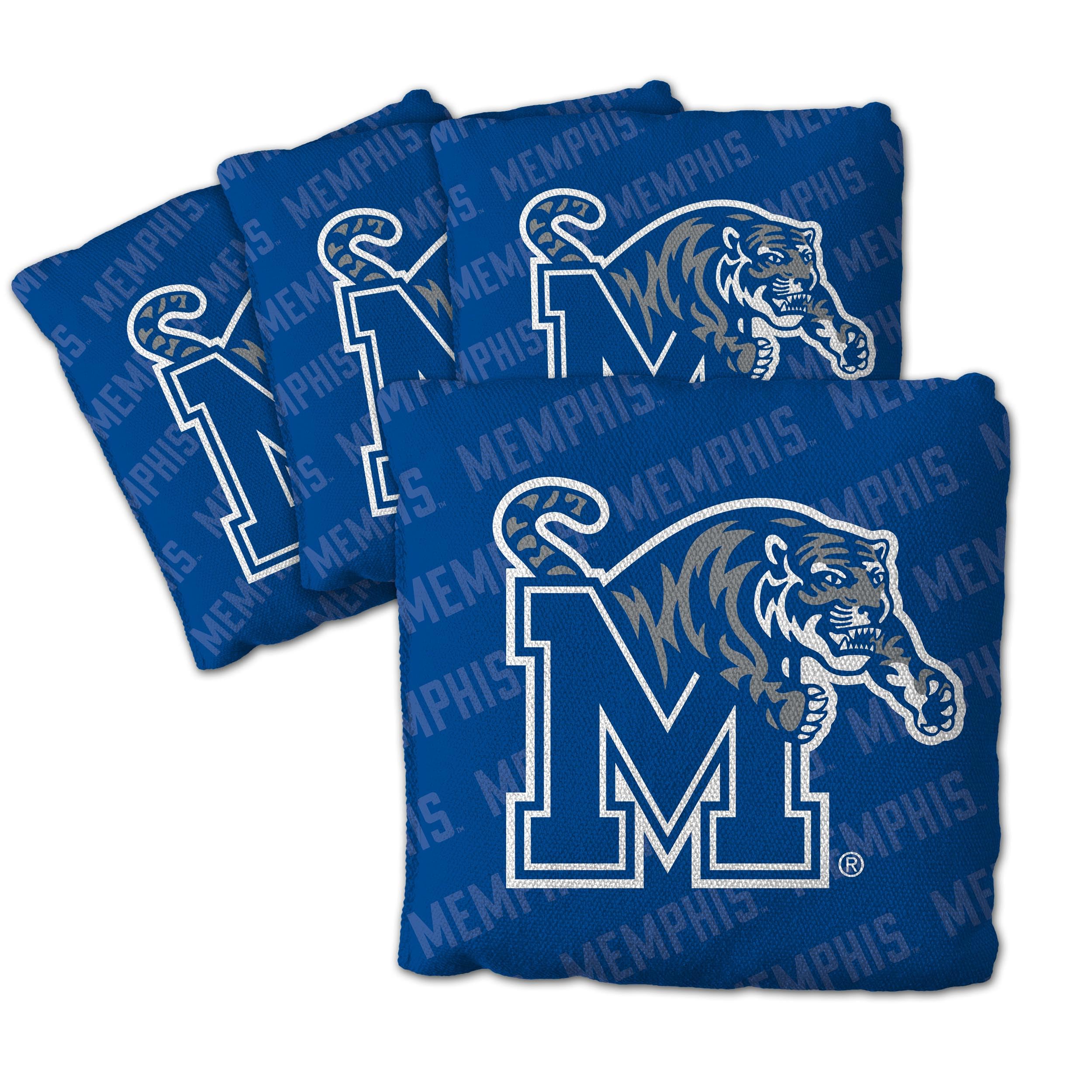 YouTheFan Officially-Licensed NCAA Memphis Tigers Set of 4 Cornhole Bags - All Weather Regulation 6    x 6    Size - 16oz Weight