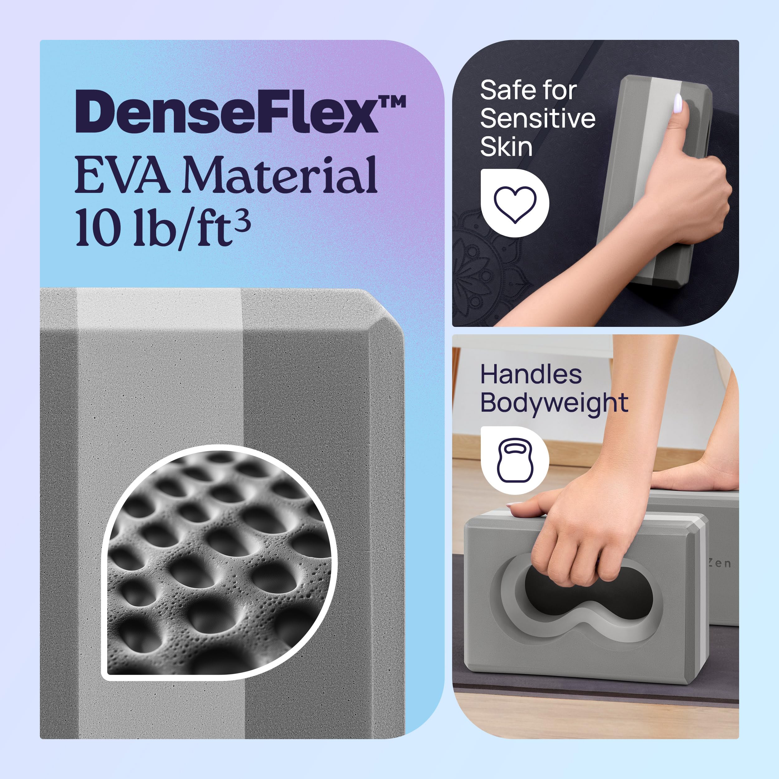 Deep-Zen Yoga Blocks Wrist Support; Yoga Blocks 2 Pack With Knee Pads And Strap To Put Less Weight On Wrists; Durable, Versatile