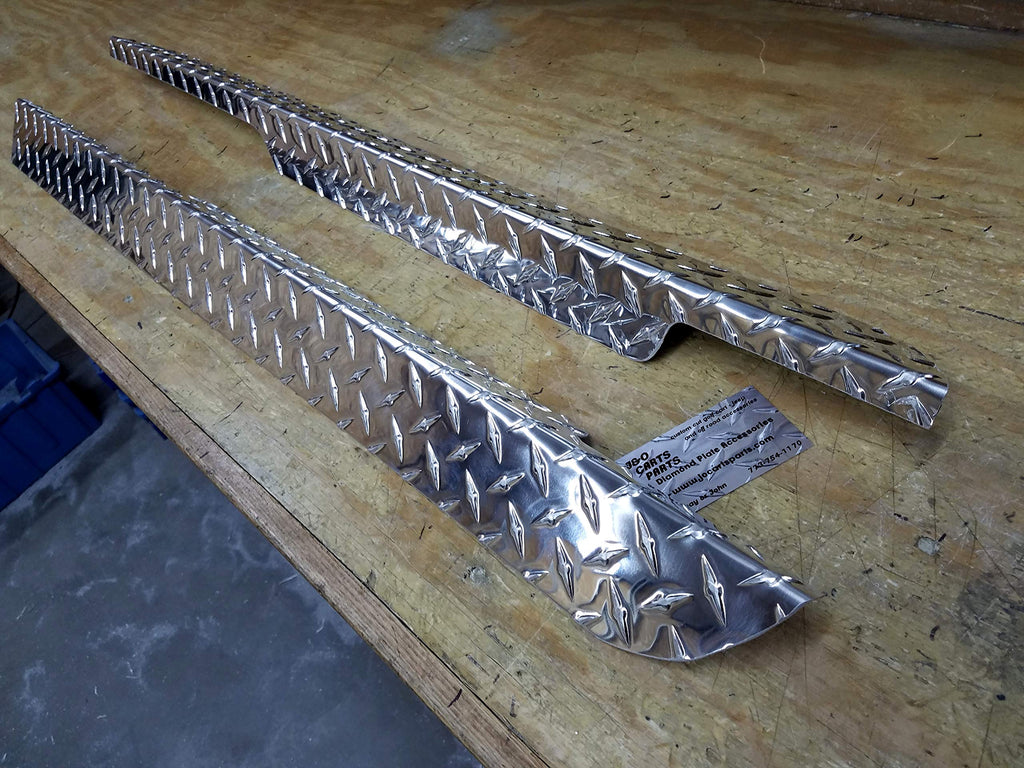 Ezgo Txt Golf Cart Polished Aluminum Diamond Plate Rocker Panel Set