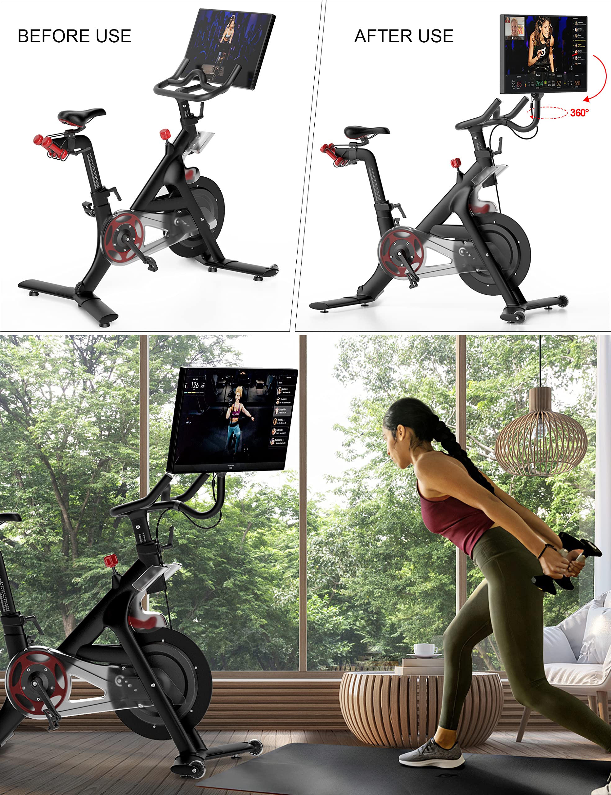 Coolwufan 360 Degree Screen Swivel Mount For Peloton Bike, Upgraded Screen Swivel For Peloton, Accessory To Turn For Peloton Bik