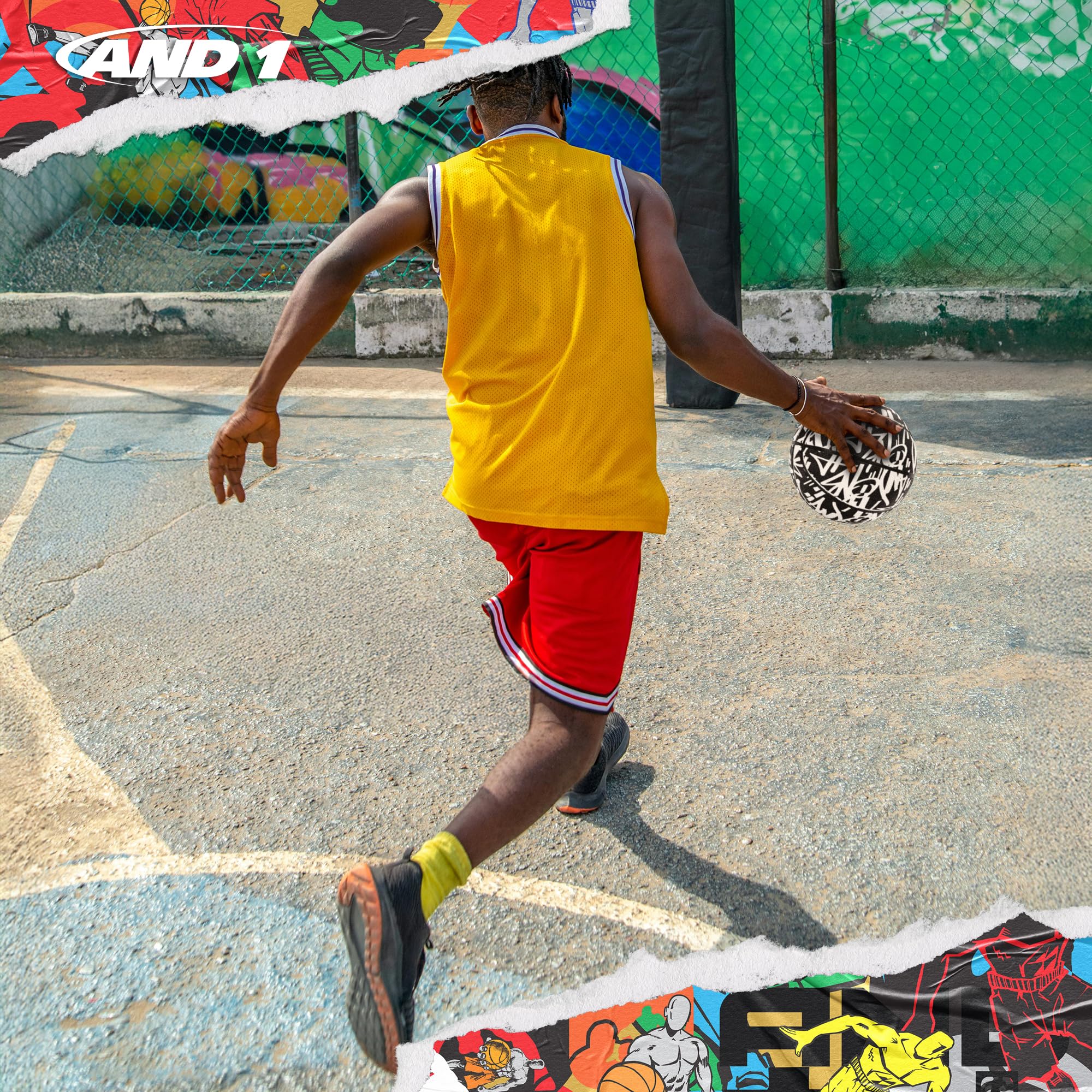 AND1 Fantom Graffiti Rubber Basketball: Official Regulation Size 7 (29.5 inches) Rubber Basketball - Deep Channel Construction S