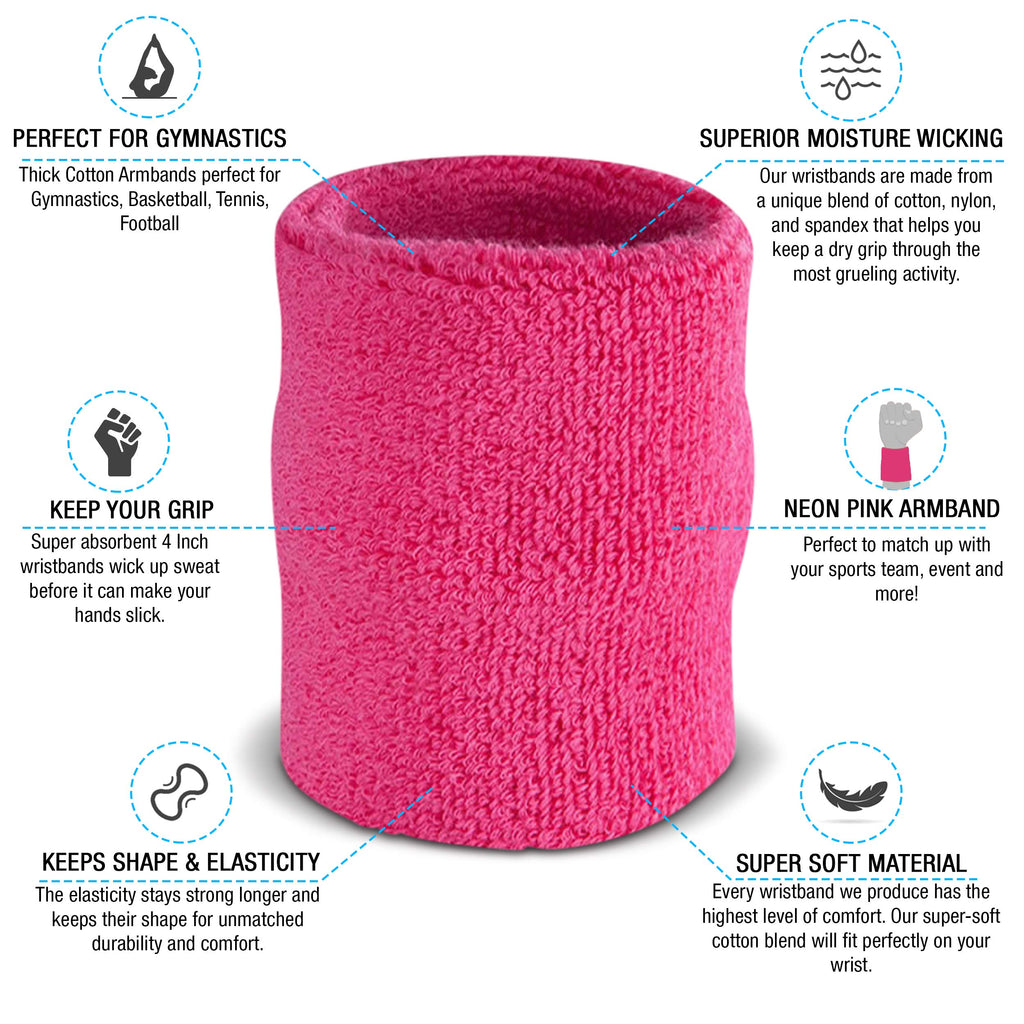 Suddora Arm Sweatbands, Absorbent And Breathable Thick Cotton Bands For Working Out, Gymnastics, Basketball, Tennis, And Footbal