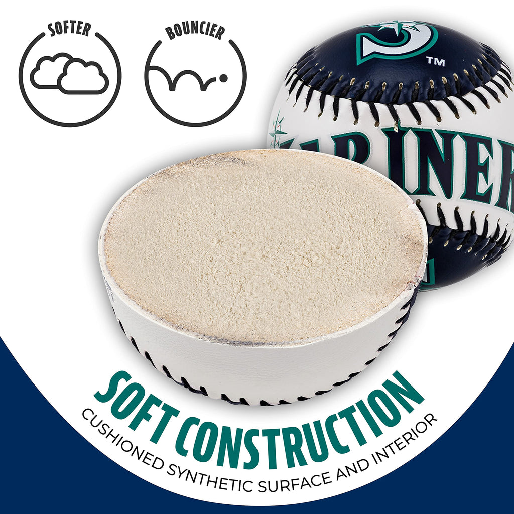 Franklin Sports Seattle Mariners Mlb Team Baseball - Mlb Team Logo Soft Baseballs - Toy Baseball For Kids - Great Decoration For