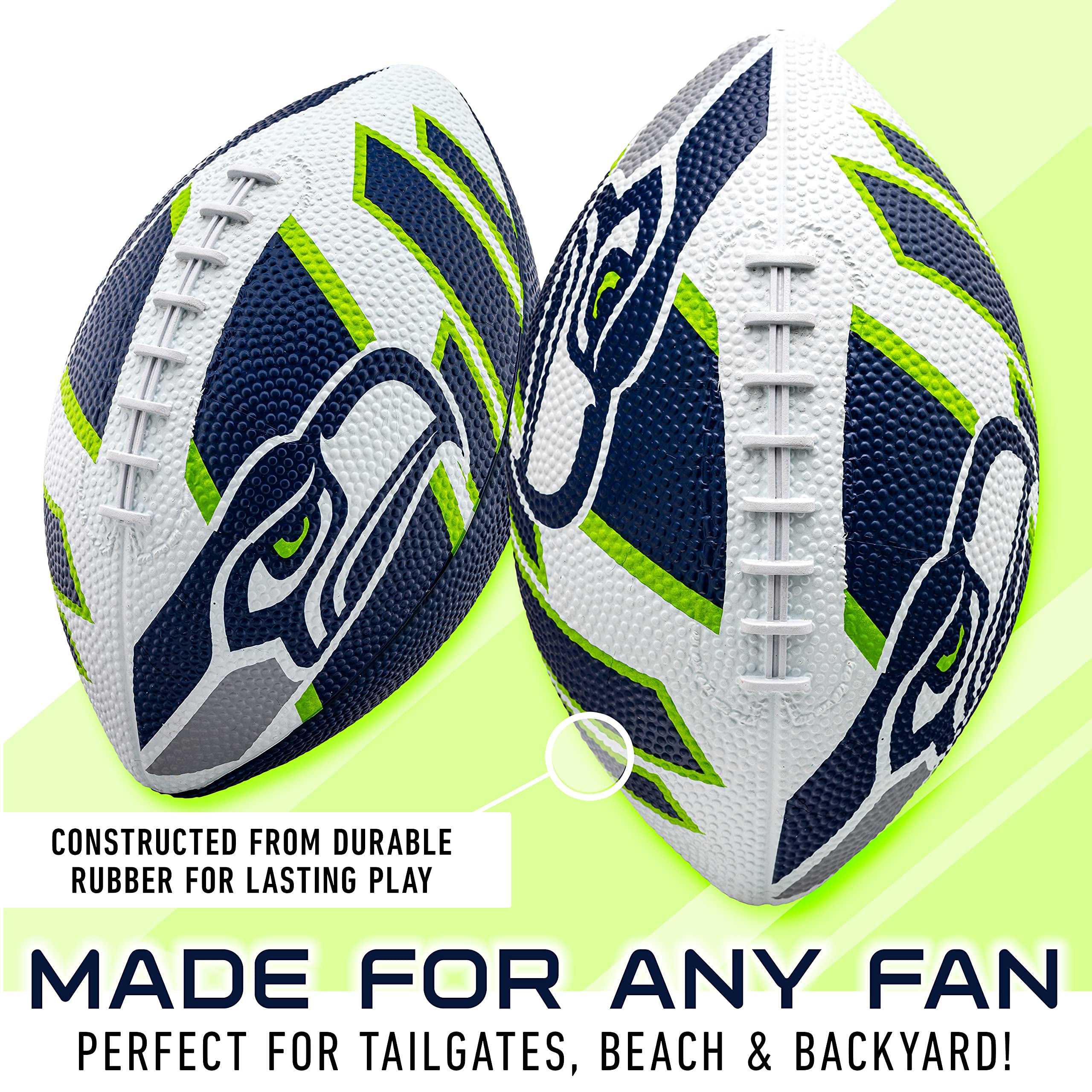 Franklin Sports Nfl Seattle Seahawks Football - Youth Football - Mini 8.5'' Rubber Football - Perfect For Kids - Team Logos And
