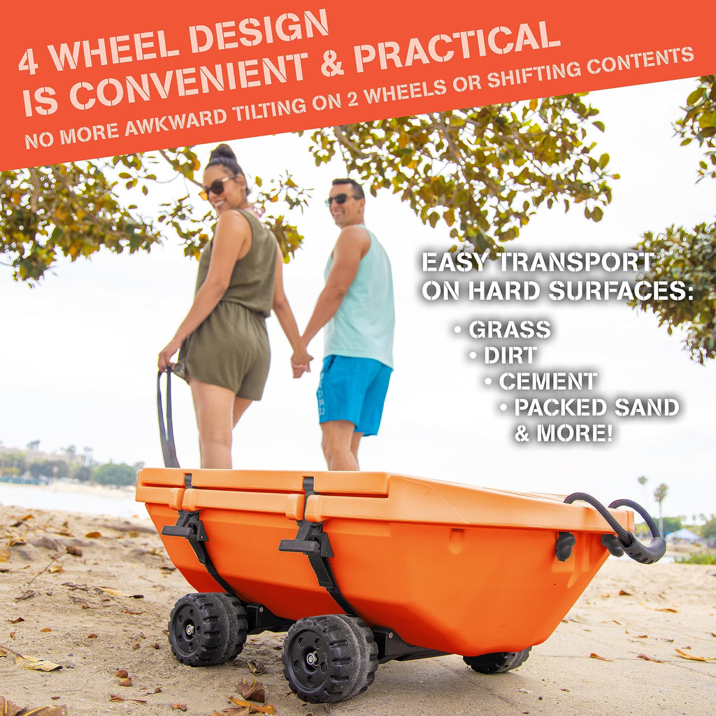 Cuddy Crawler Cooler with Wheels - 40 QT Amphibious Floating Cooler and Dry Storage Vessel - Orange