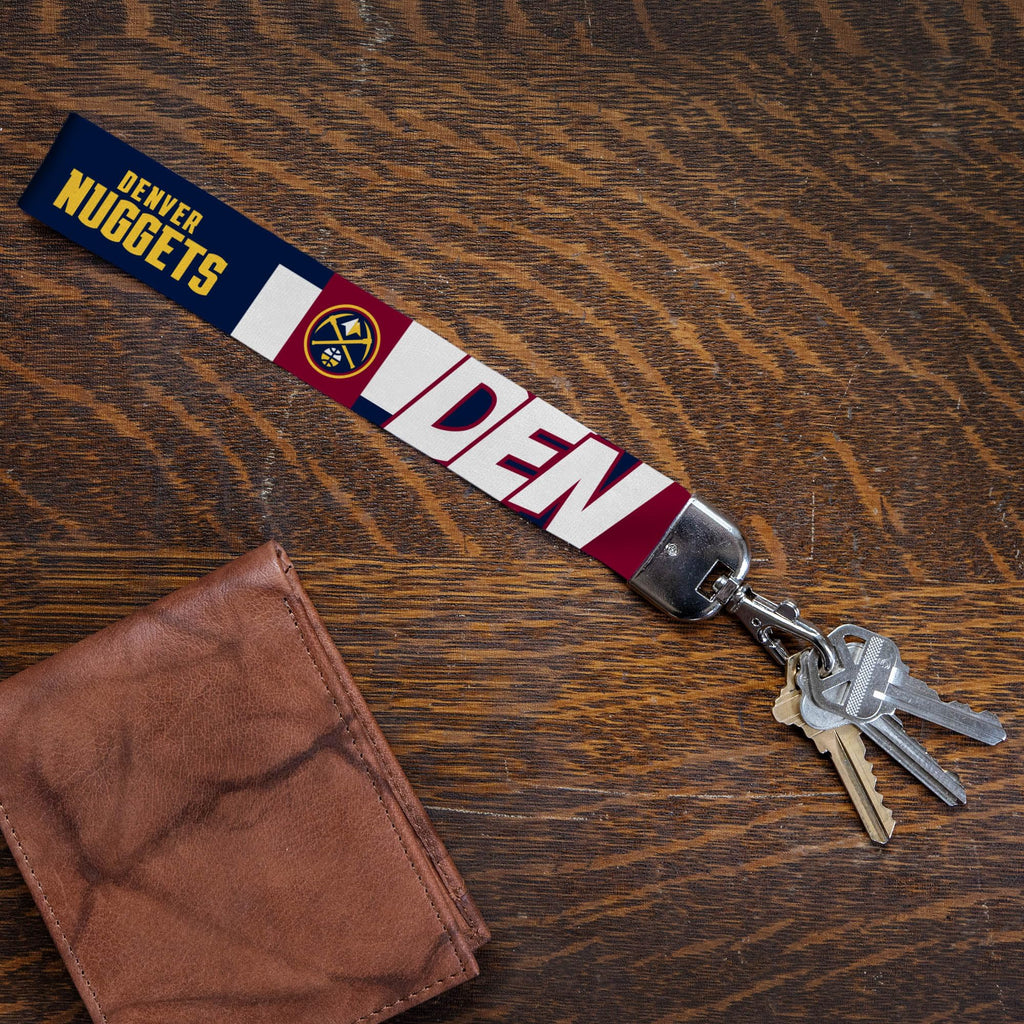 Rico Industries Nba Basketball Denver Nuggets Wrist Lanyard Key Chain, Cute Wristlet Strap Keychain Holder For Women Men Car Key