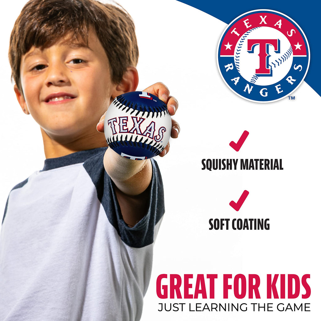 Franklin Sports Texas Rangers Mlb Team Baseball - Mlb Team Logo Soft Baseballs - Toy Baseball For Kids - Great Decoration For De