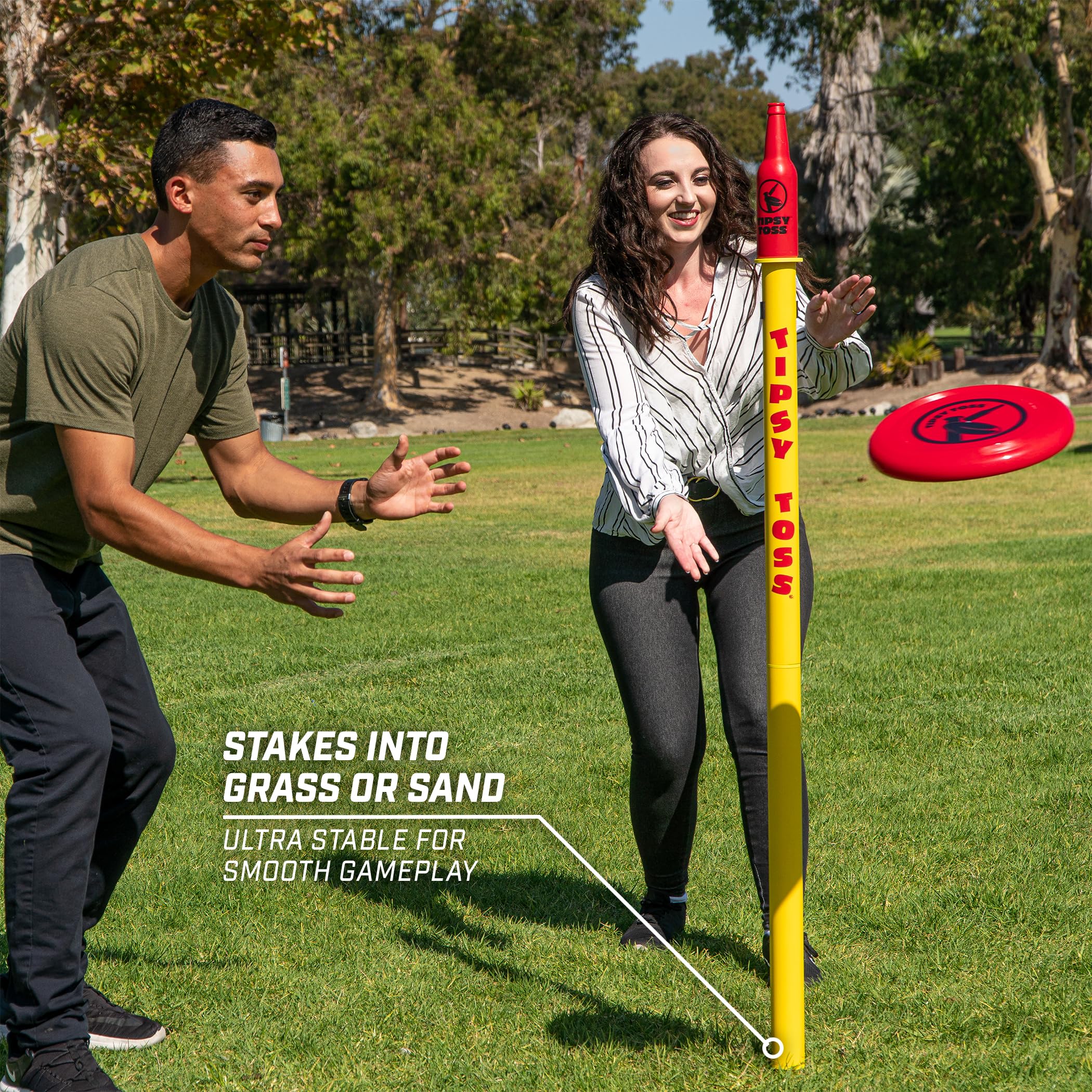 Gosports Tipsy Toss Game Set - Flying Disc Bottle Drop Yard Game - Choose Pro Or Standard
