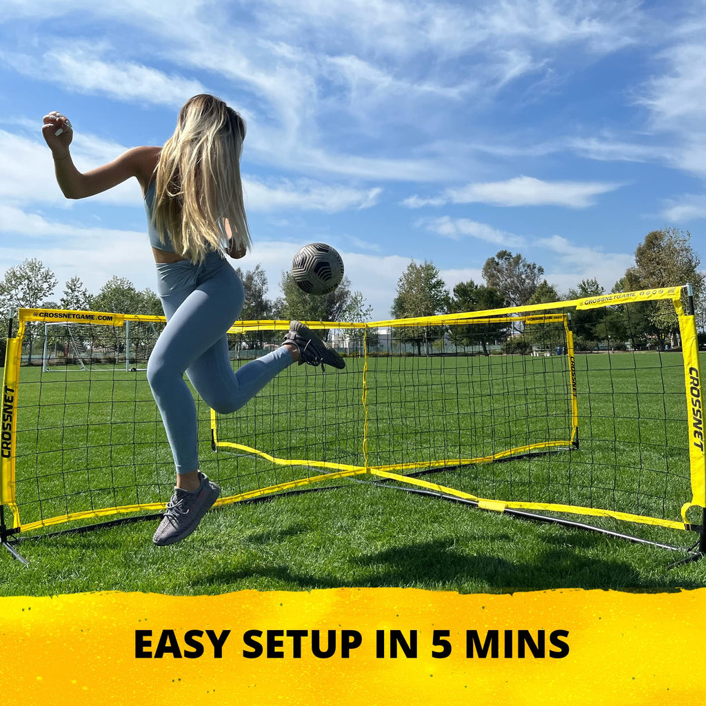 Crossnet Four Square Soccer Game - Outdoor Sport Games For Adults And Family - Soccer Tennis Nets For Backyard & Parks - Quick A
