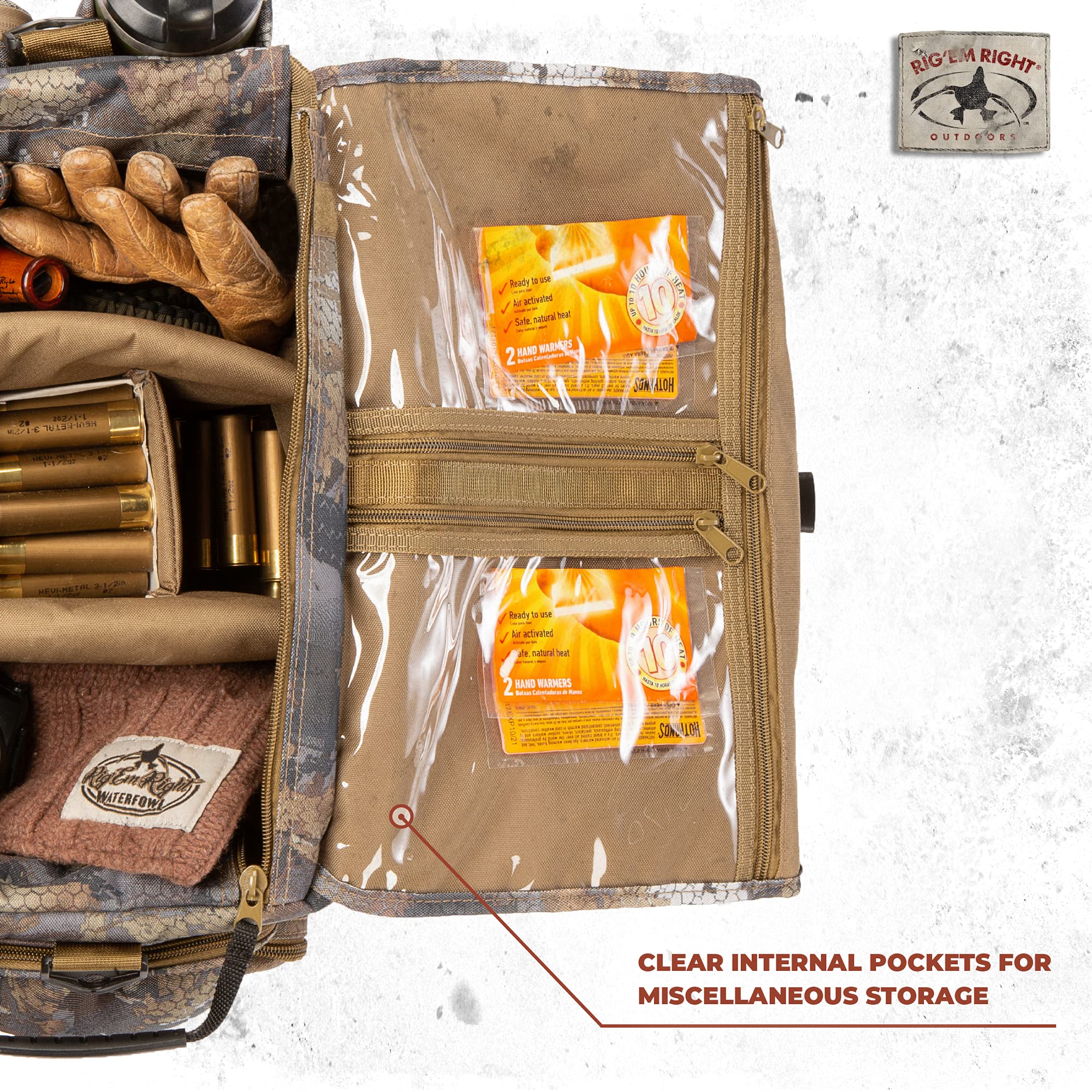 Rig'Em Right Waterfowl Shell Shocker Xlt Duck Hunting Blind Bag With Molded Ammo Compartments, Sunglasses Case, Drink Holder And